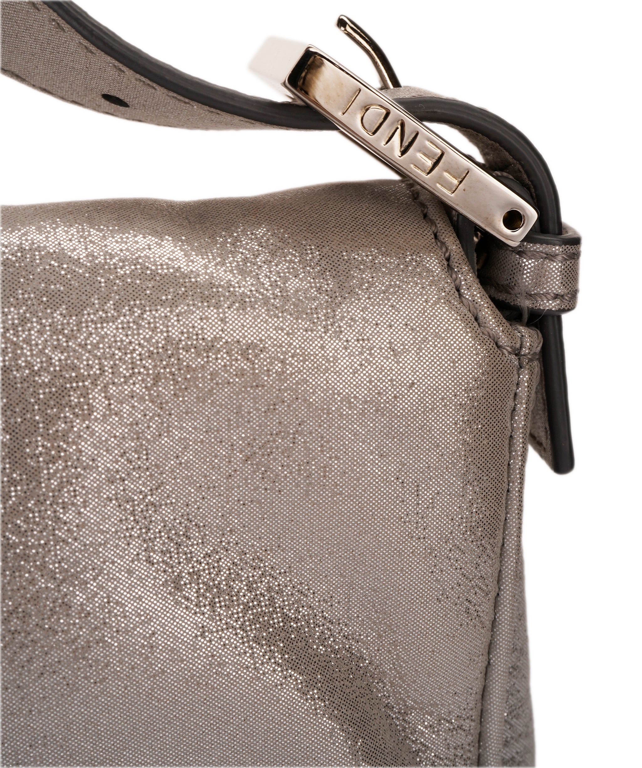 Fendi metallic silver baguette with crystal buckle  - AJC0844