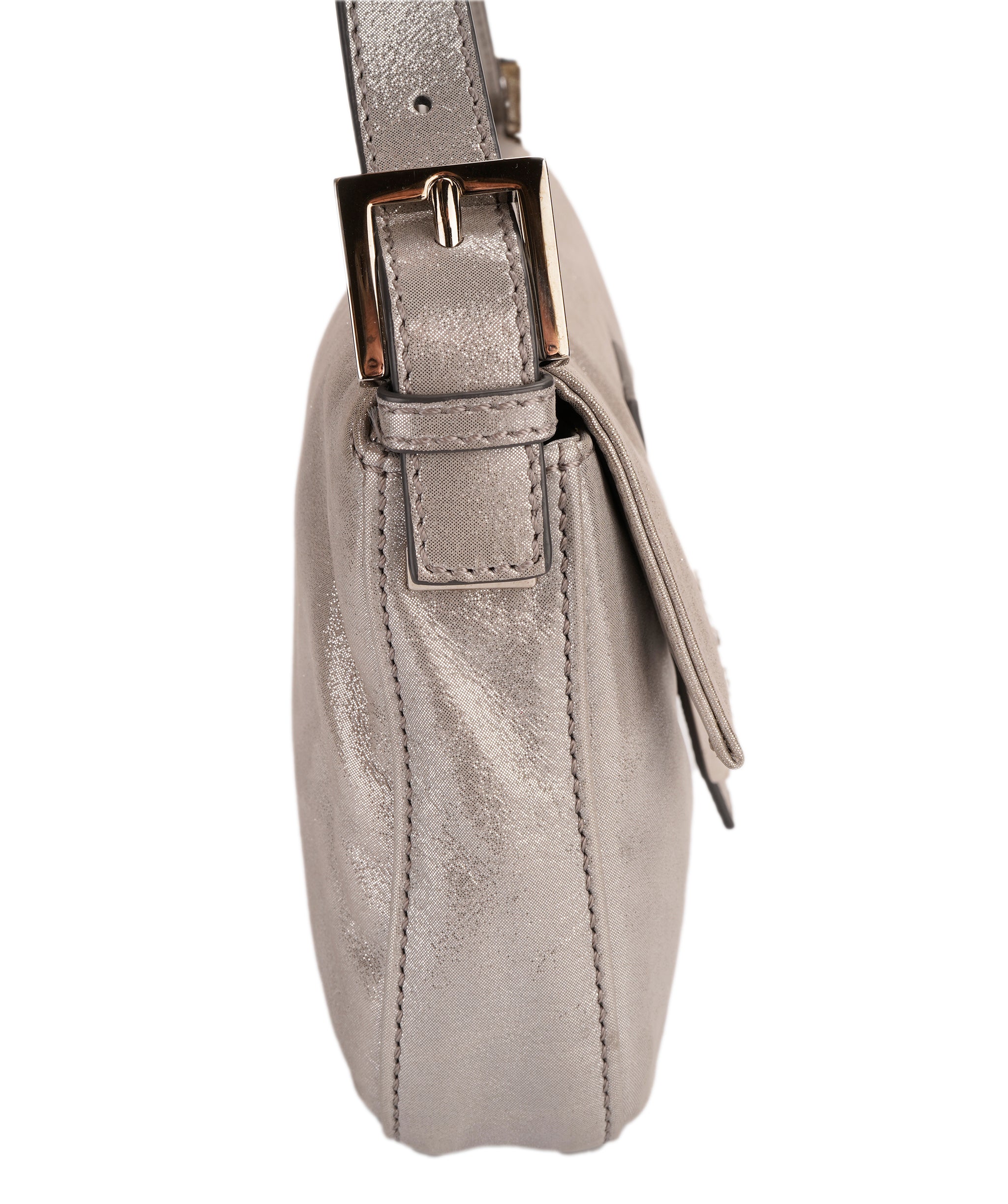 Fendi metallic silver baguette with crystal buckle  - AJC0844