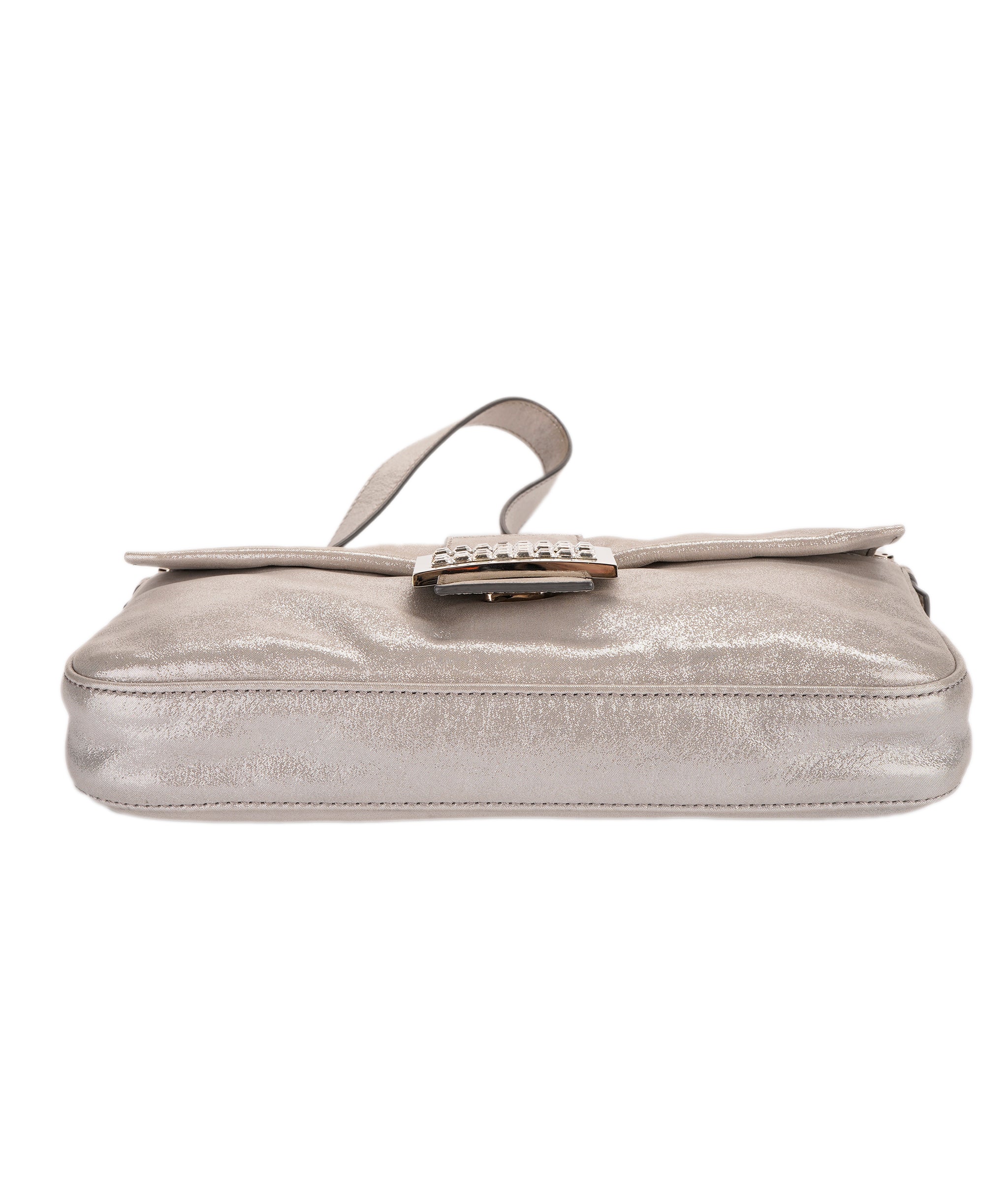 Fendi metallic silver baguette with crystal buckle  - AJC0844