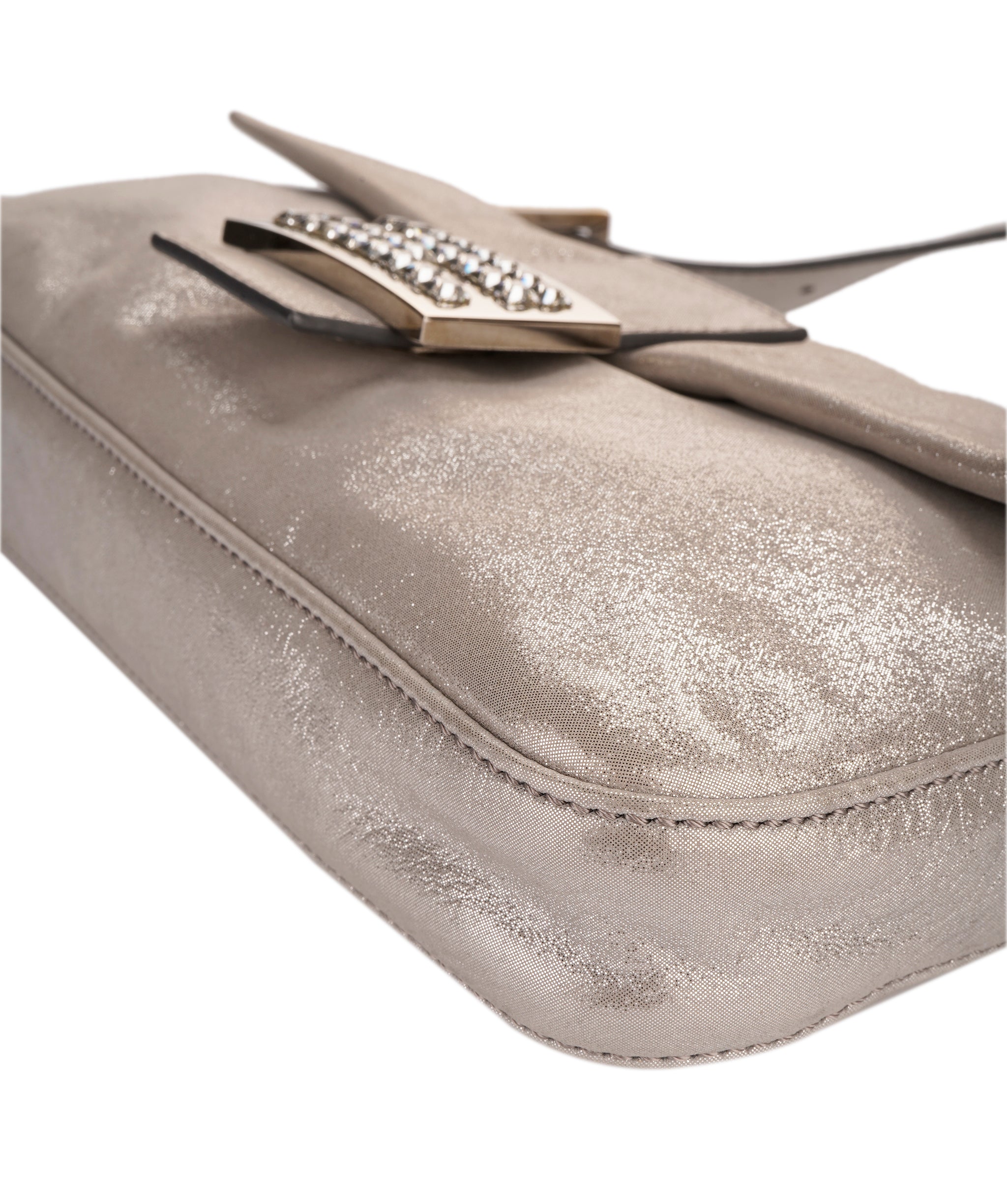 Fendi metallic silver baguette with crystal buckle  - AJC0844