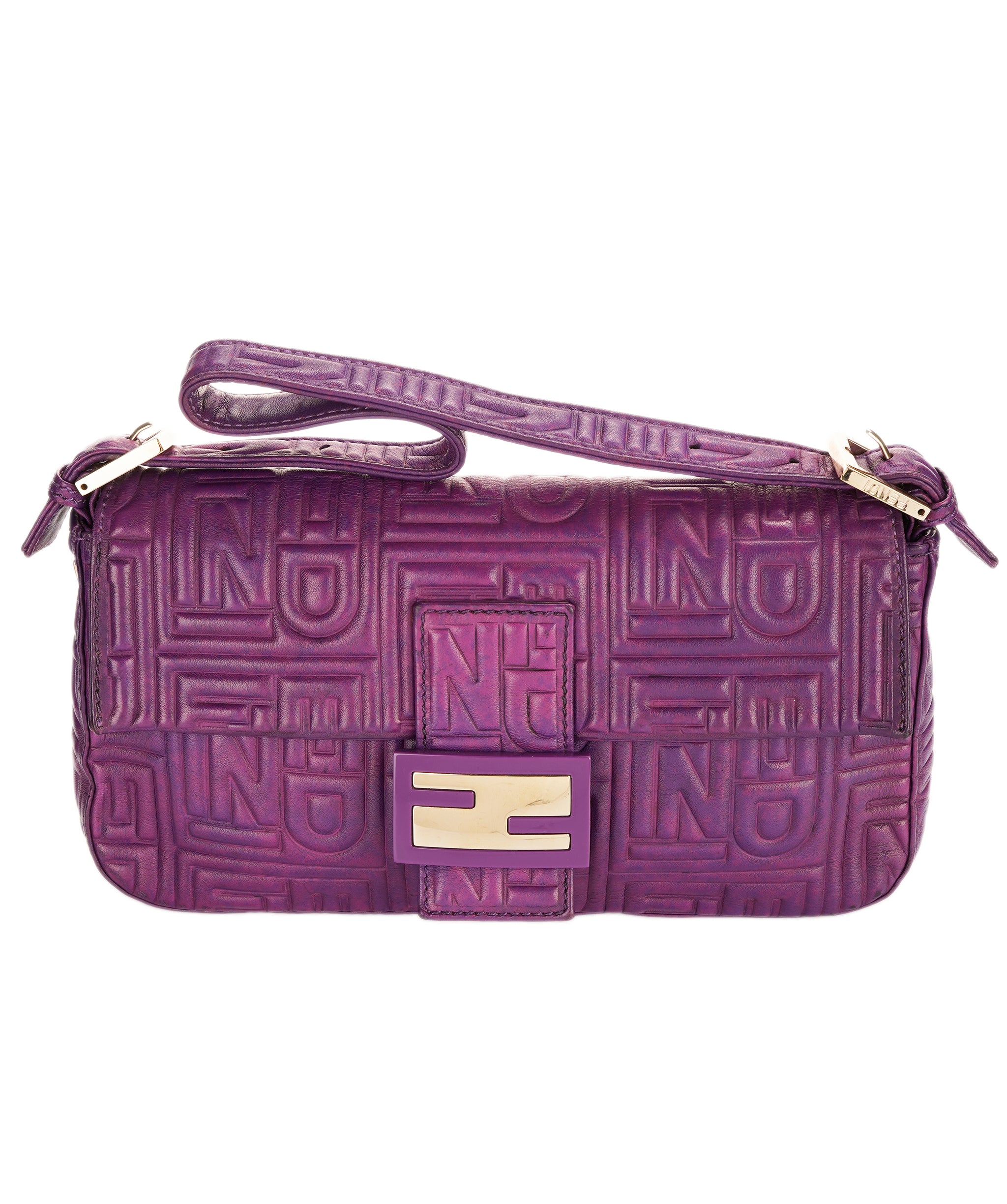 Fendi purple leather baguette bag - AJC0842