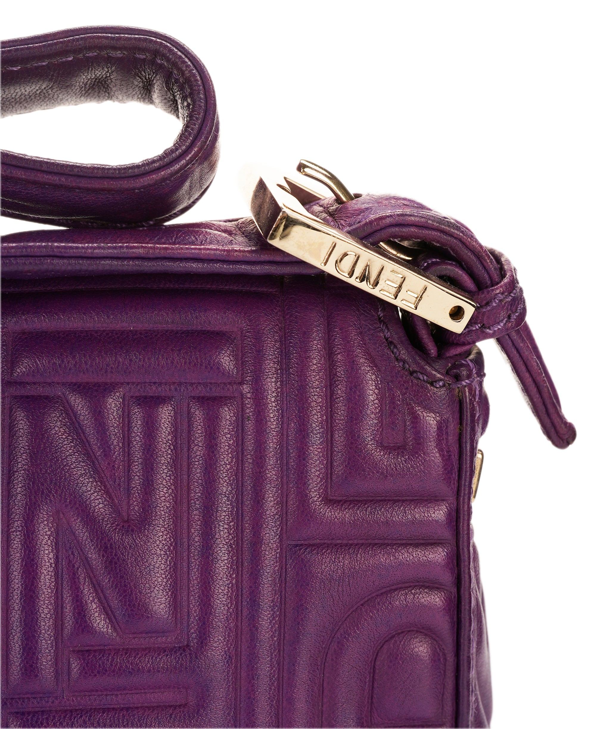 Fendi purple leather baguette bag - AJC0842