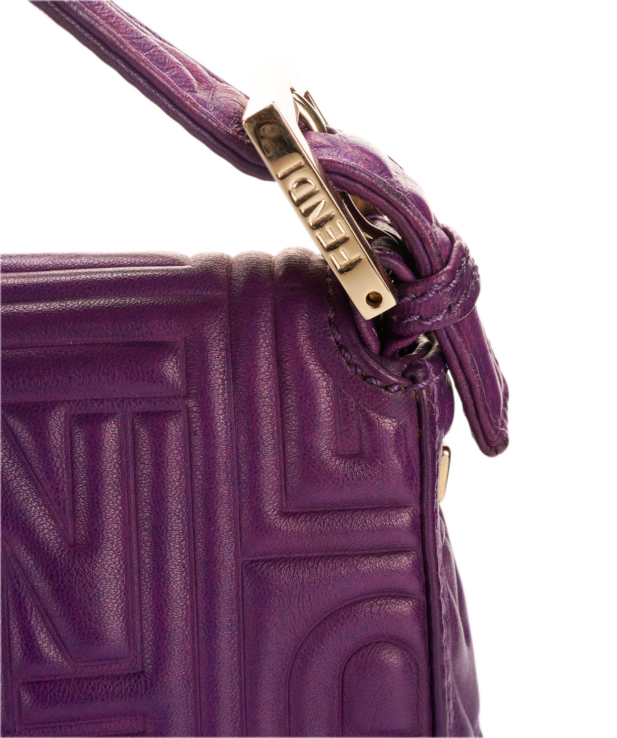 Fendi purple leather baguette bag - AJC0842