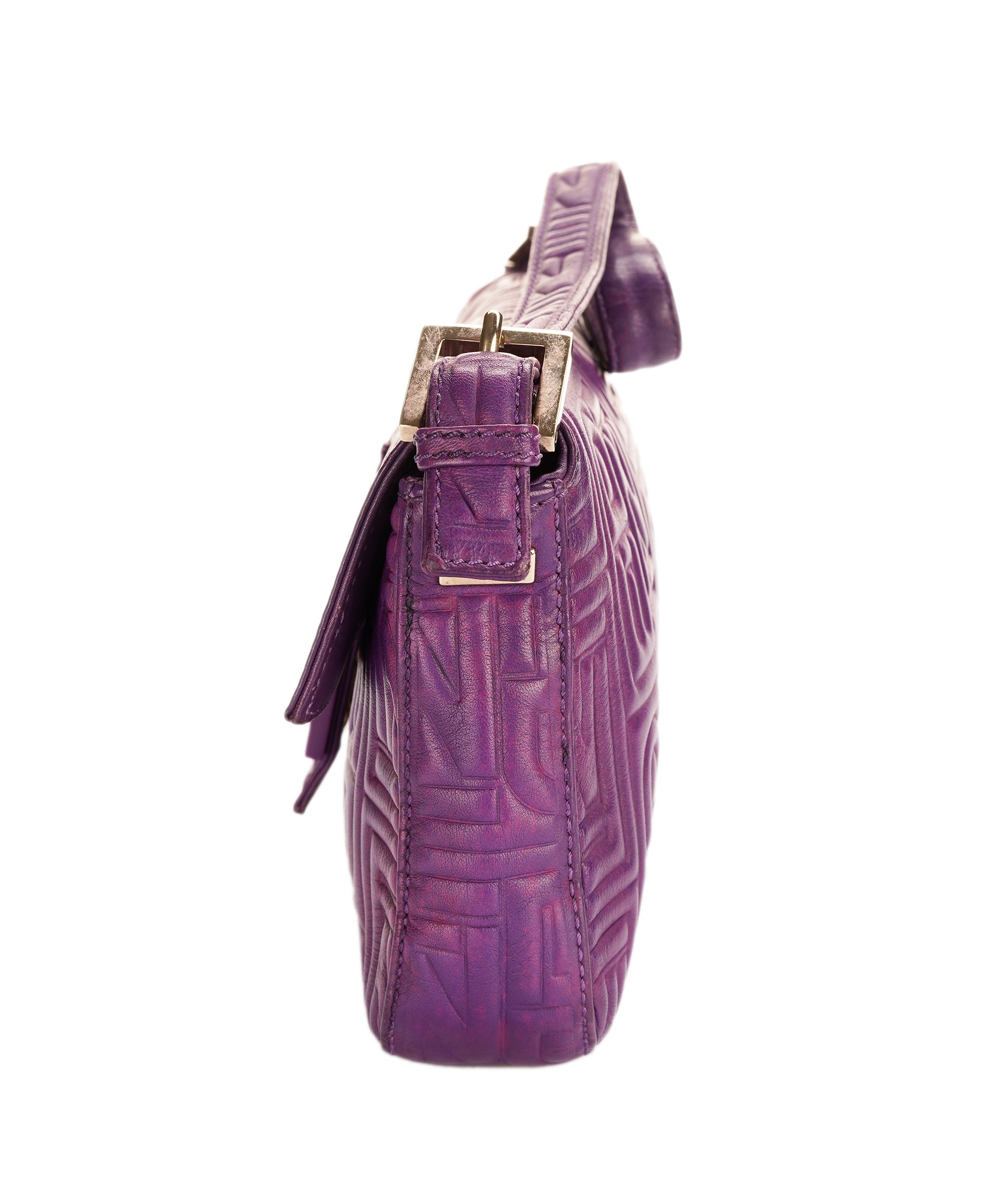 Fendi purple leather baguette bag - AJC0842