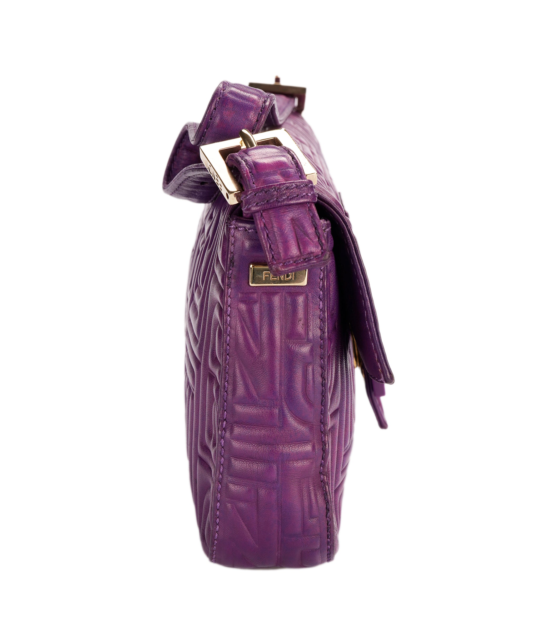 Fendi purple leather baguette bag - AJC0842