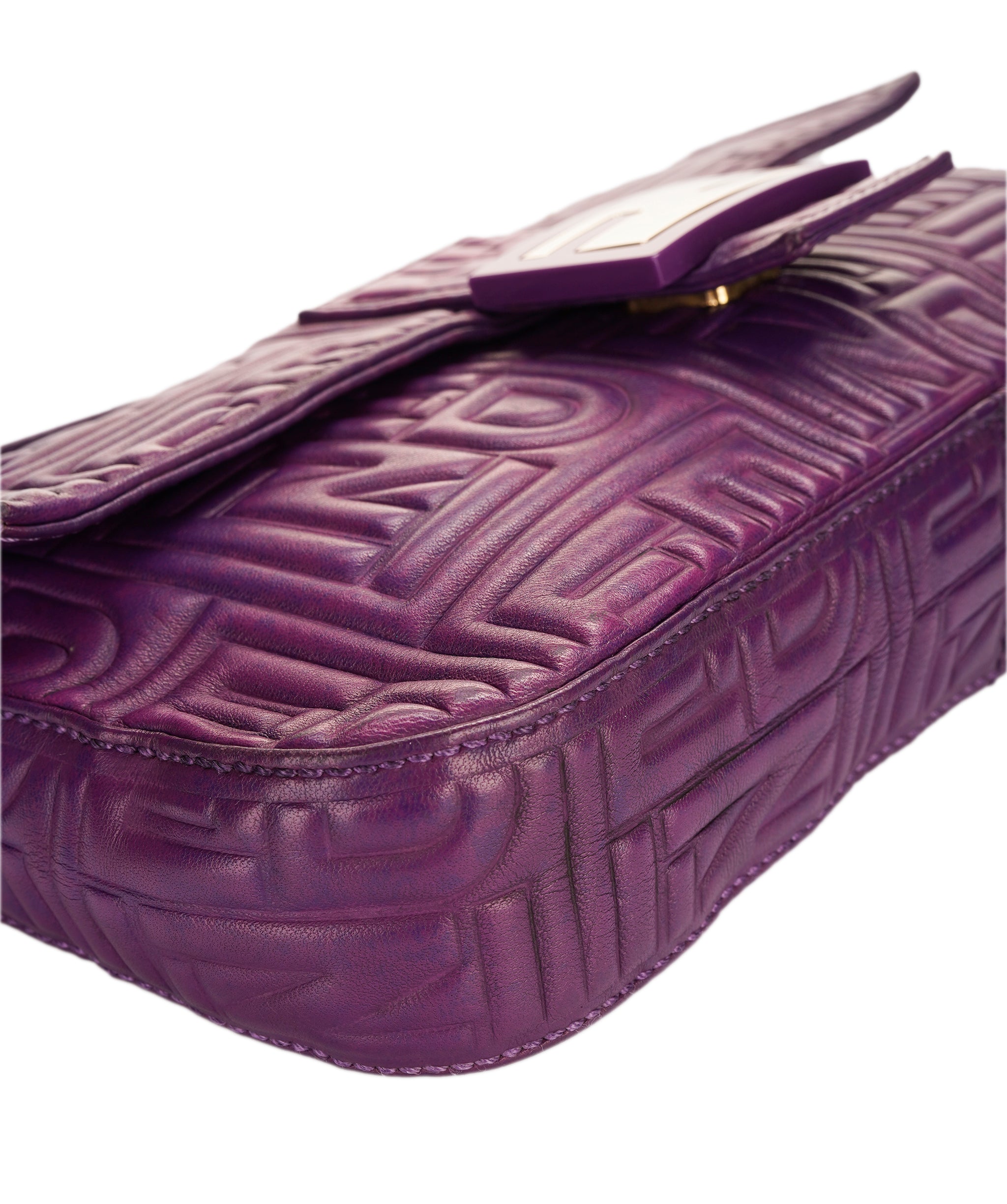 Fendi purple leather baguette bag - AJC0842