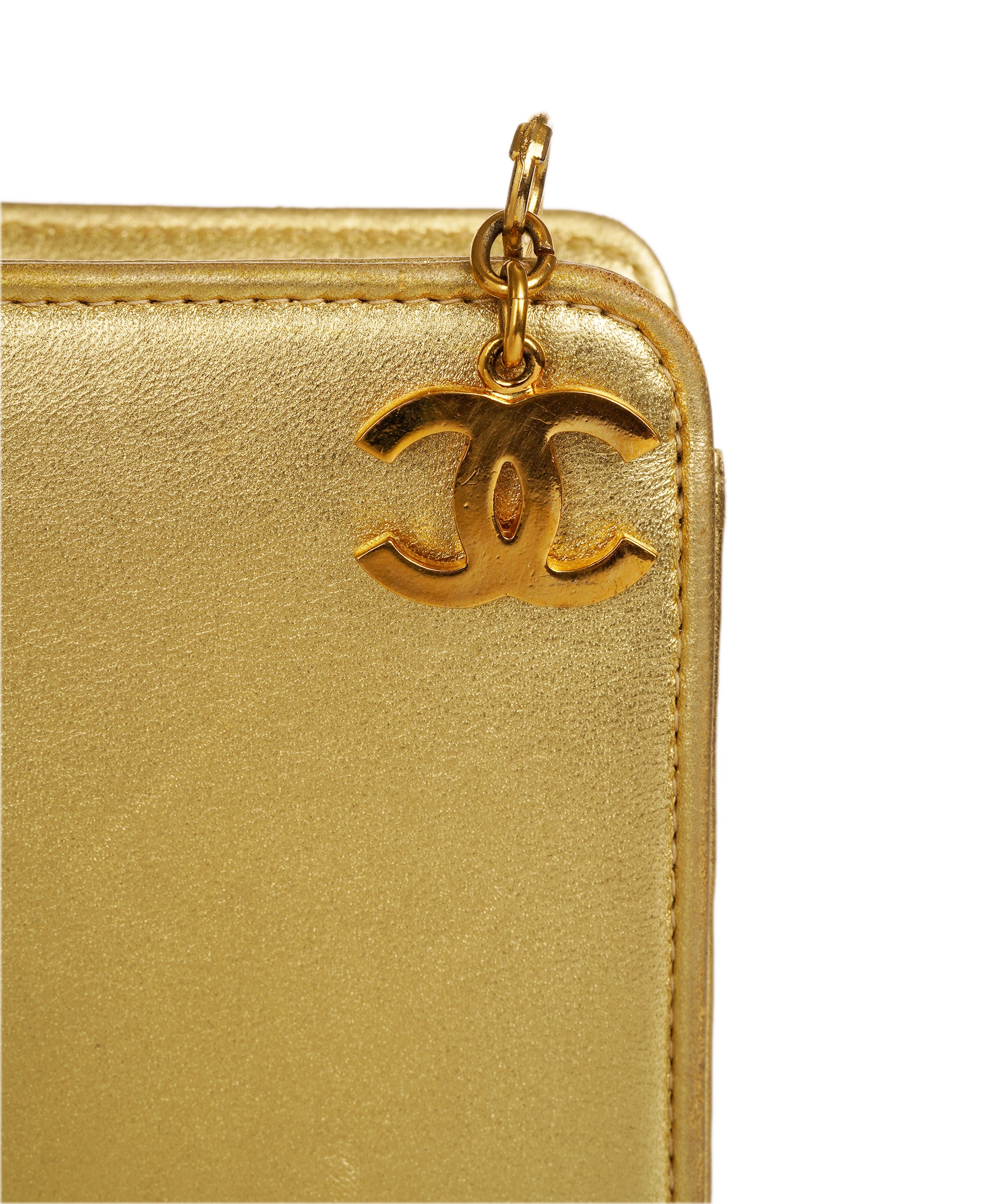 CHANEL Clutch Bag Leather Gold Tone CC Auth 92063 DBXS1644