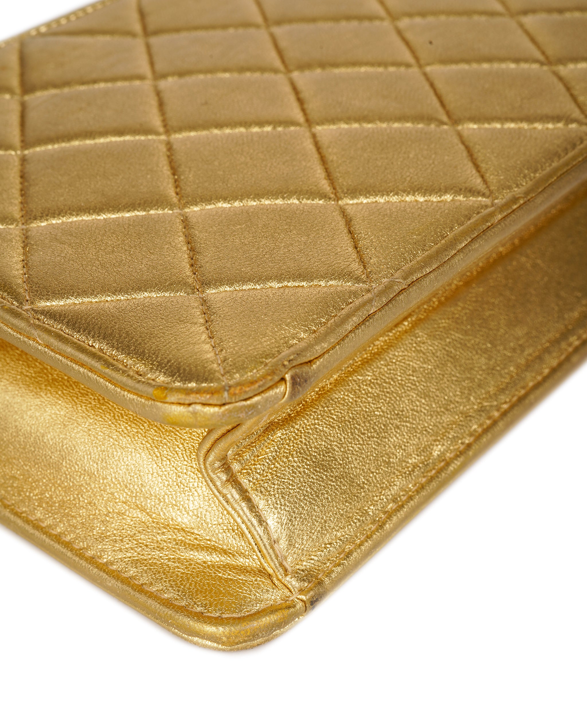 CHANEL Clutch Bag Leather Gold Tone CC Auth 92063 DBXS1644