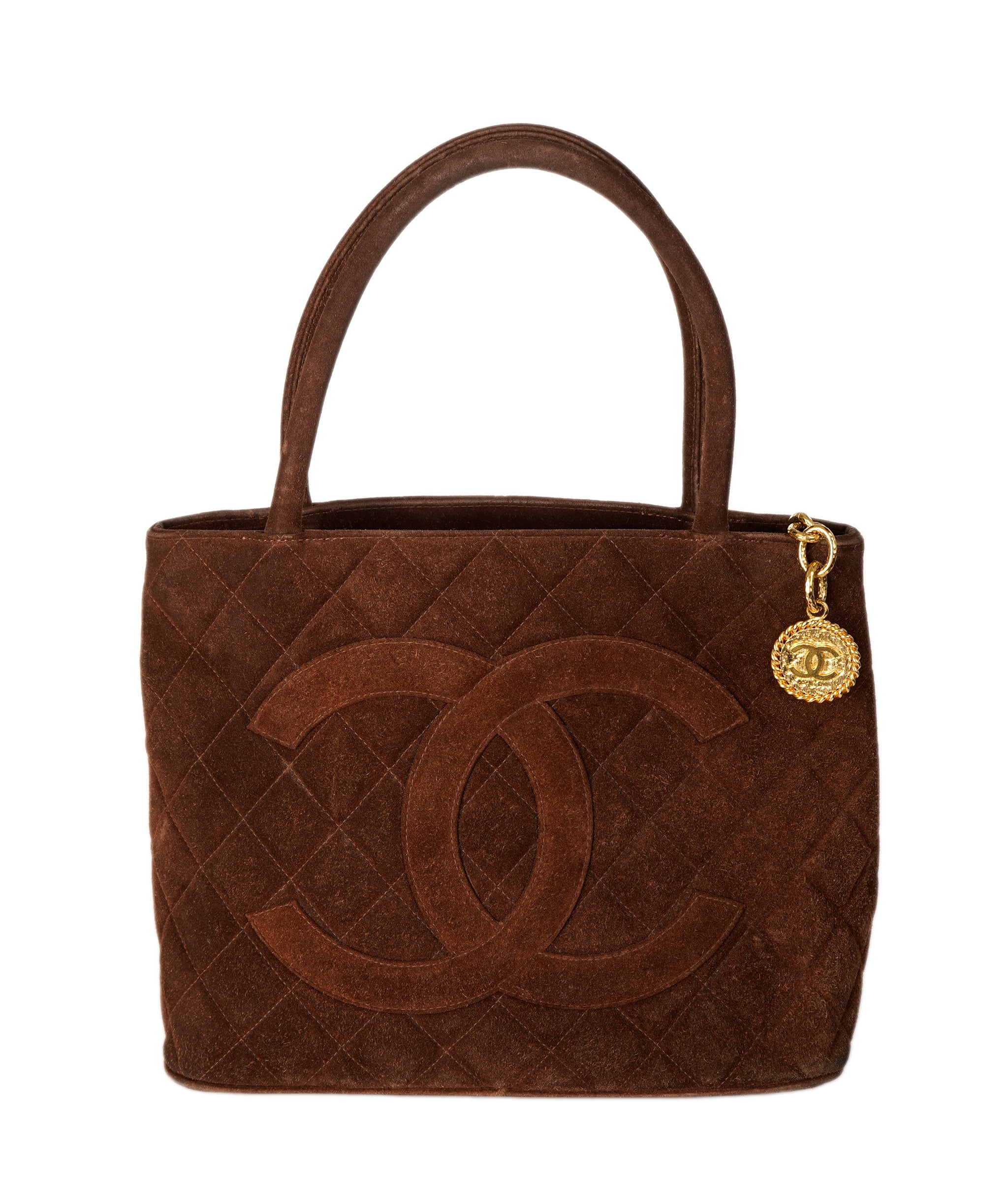 Chanel Medallion Tote Bag Suede Brown with GHW - DBXS1772