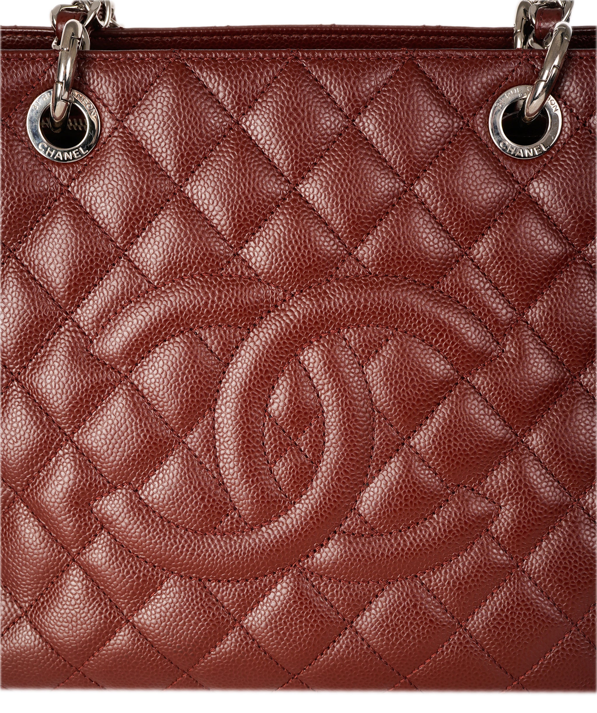 CHANEL GST Chain Tote Bag Caviar Skin Wine Red CC DBXS1770