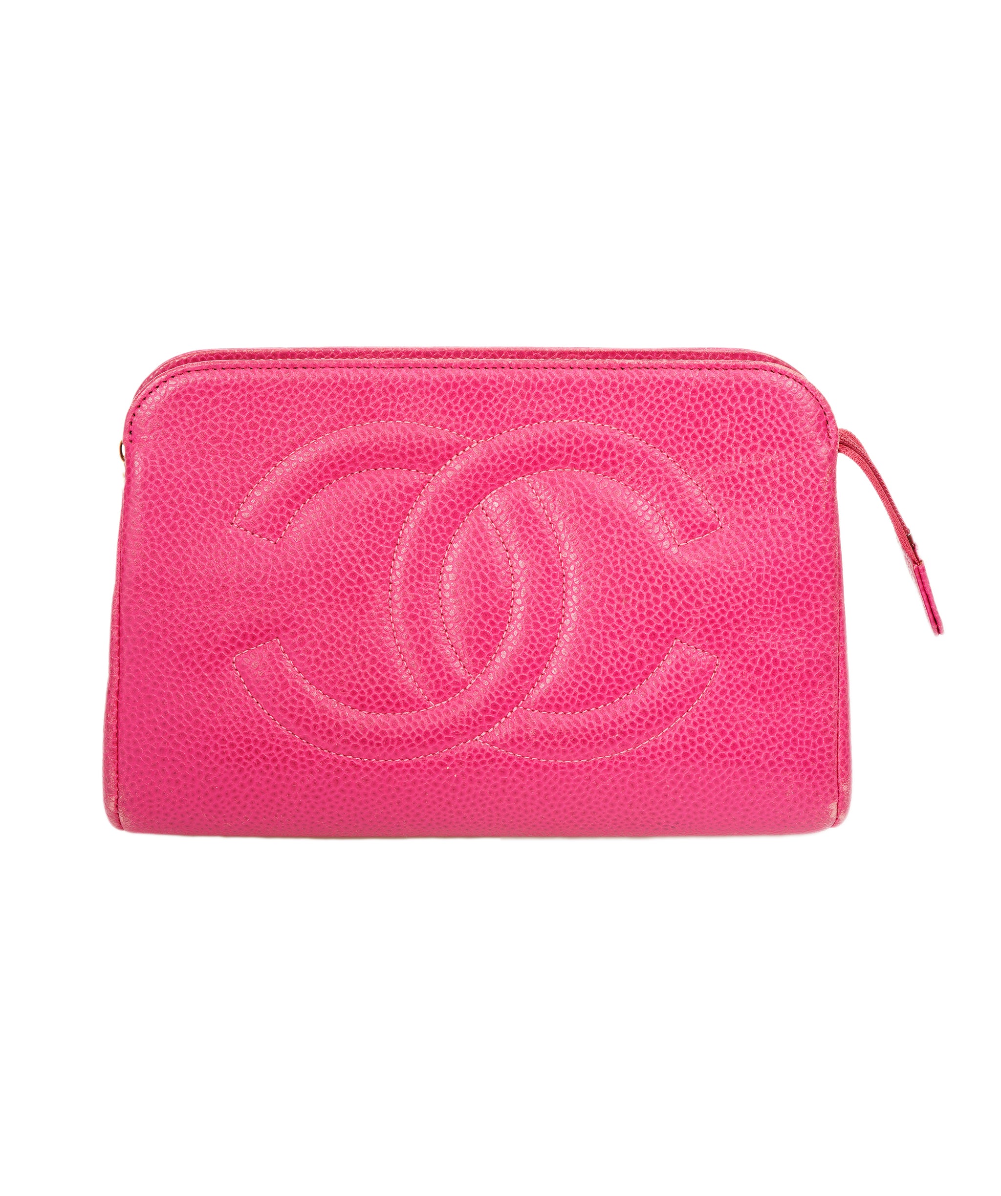 CHANEL COCO Mark Pouch Caviar Skin Pink CC Auth yk11077 DBXS1734