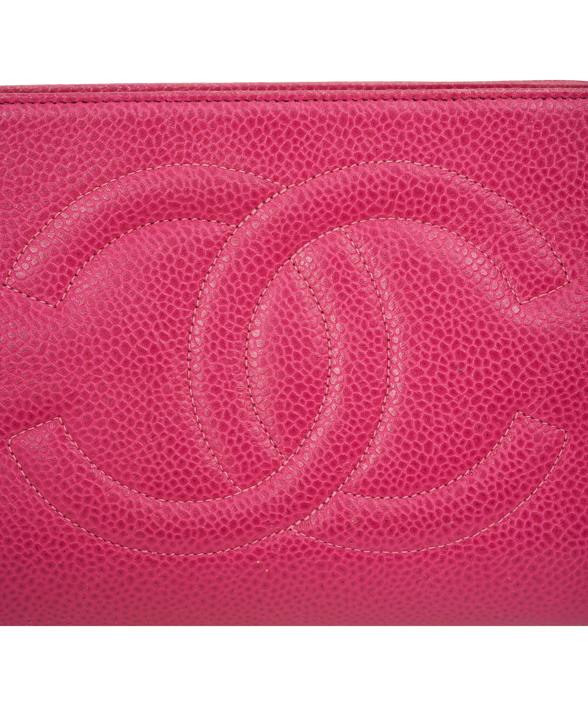 CHANEL COCO Mark Pouch Caviar Skin Pink CC Auth yk11077 DBXS1734