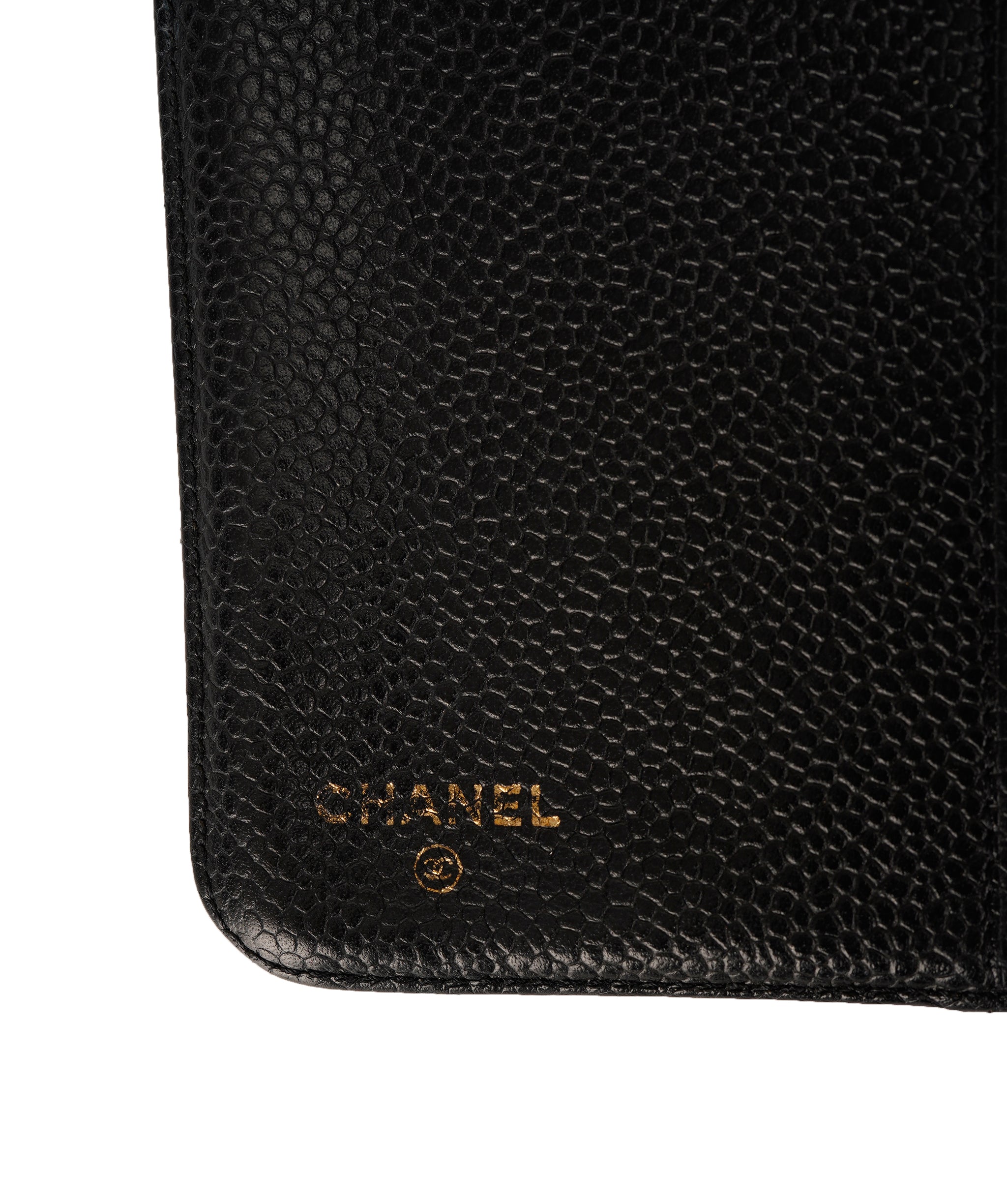 Chanel Agenda Day Planner Cover Caviar Skin Navy Gold CC Auth fm3762 DBXS1651