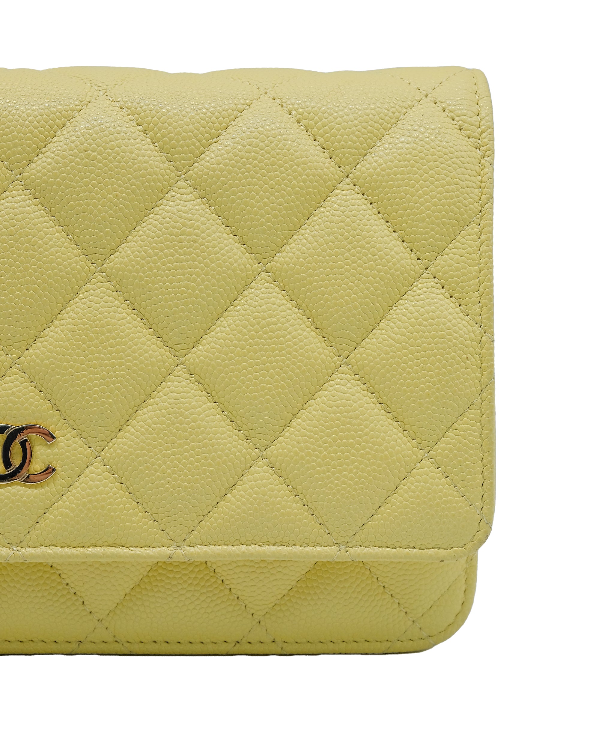 Chanel Caviar Wallet On Chain Yellow Crossbody Bag RJC3750