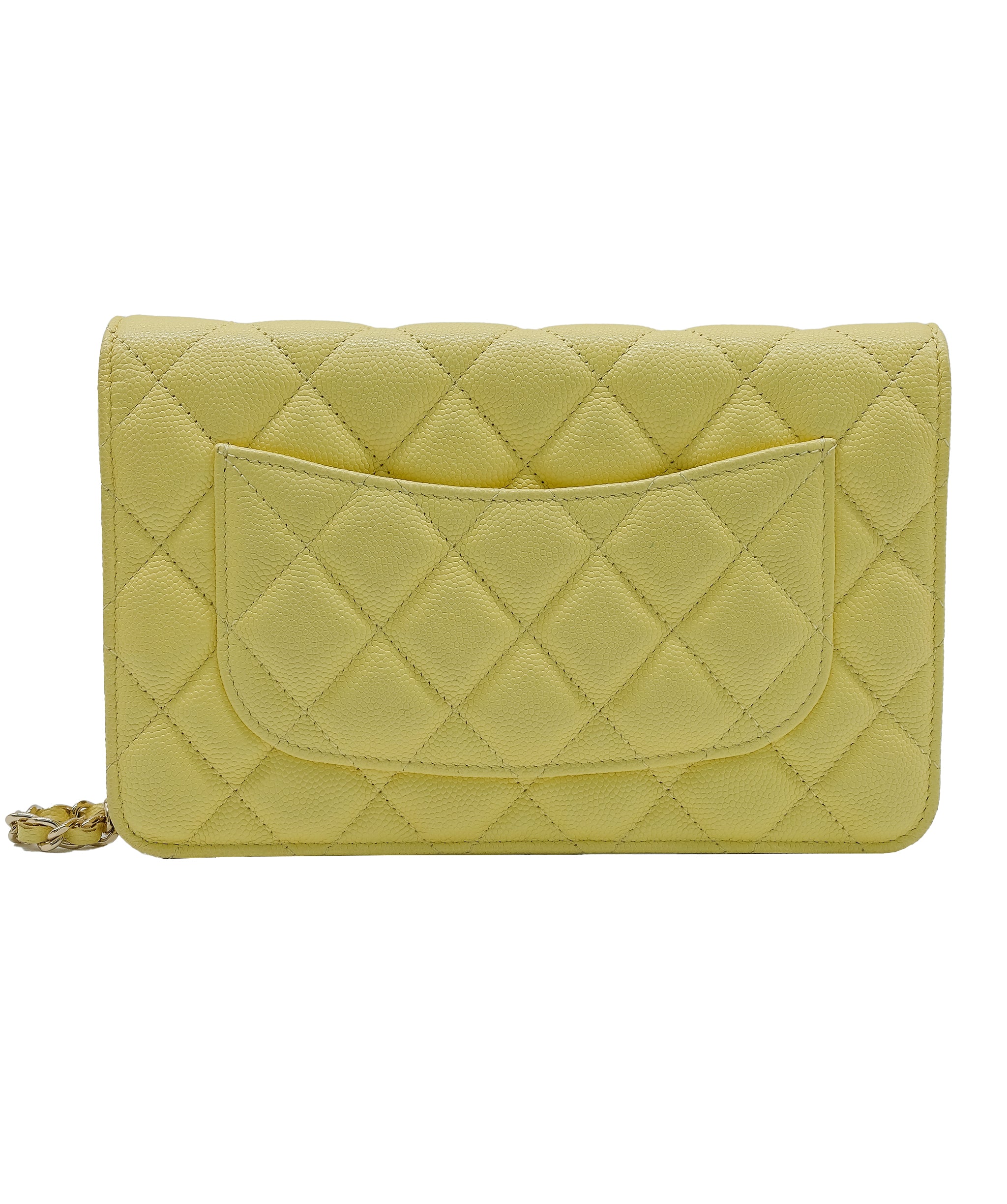 Chanel Caviar Wallet On Chain Yellow Crossbody Bag RJC3750