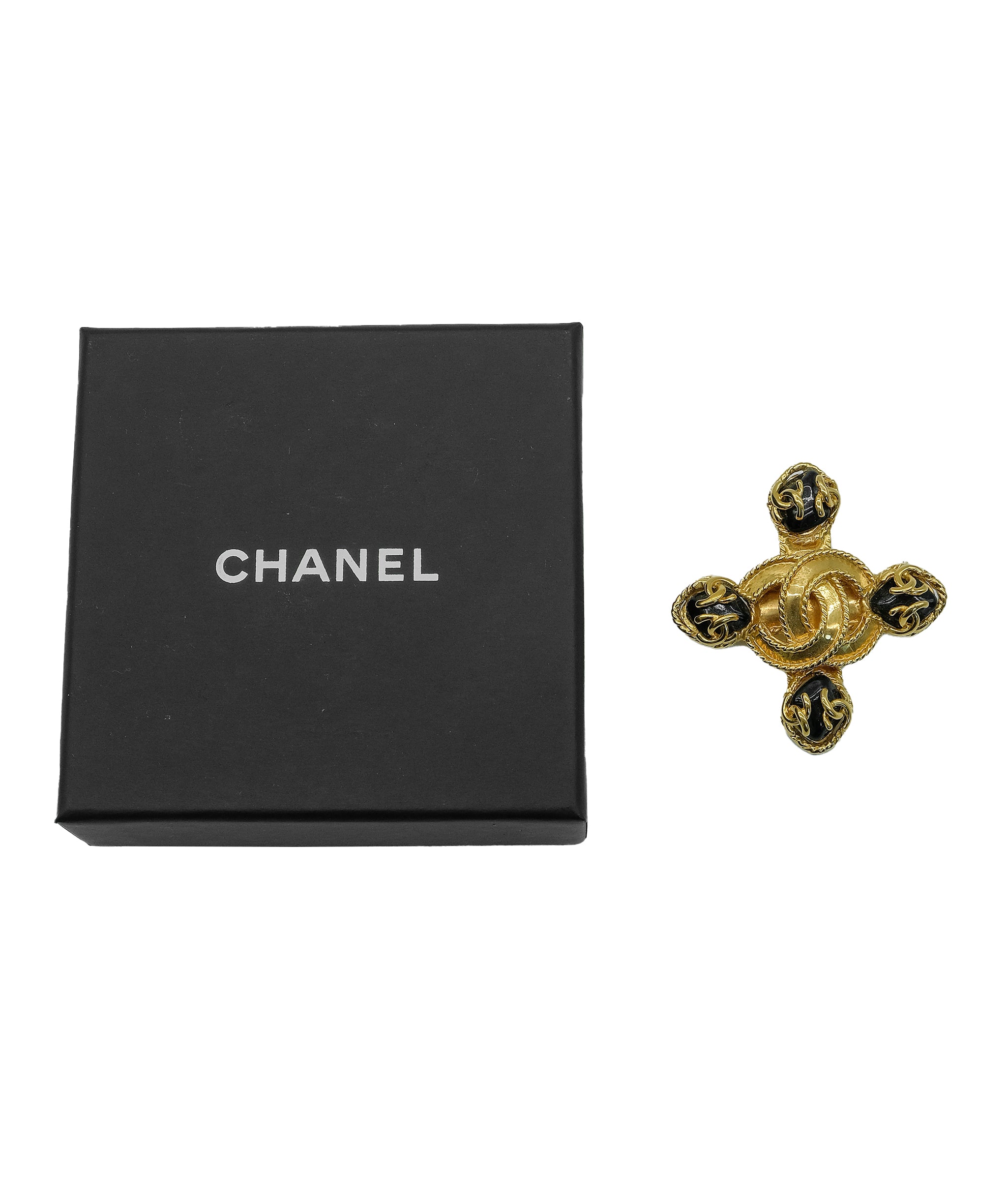 Chanel Chanel Brooch Black GHW RJC2292