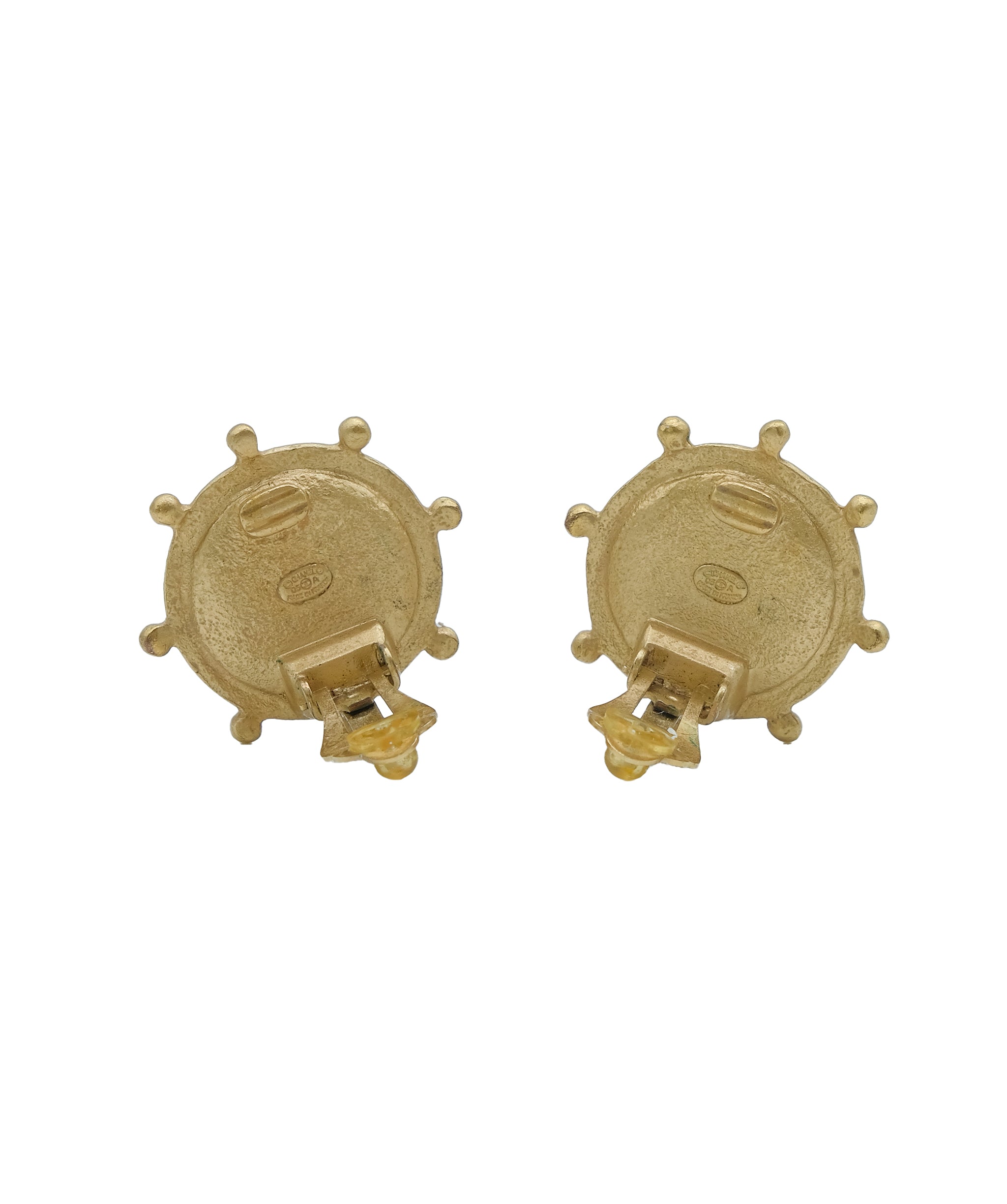 Chanel CC Pearl Gold Clip On Earrings ASC5309