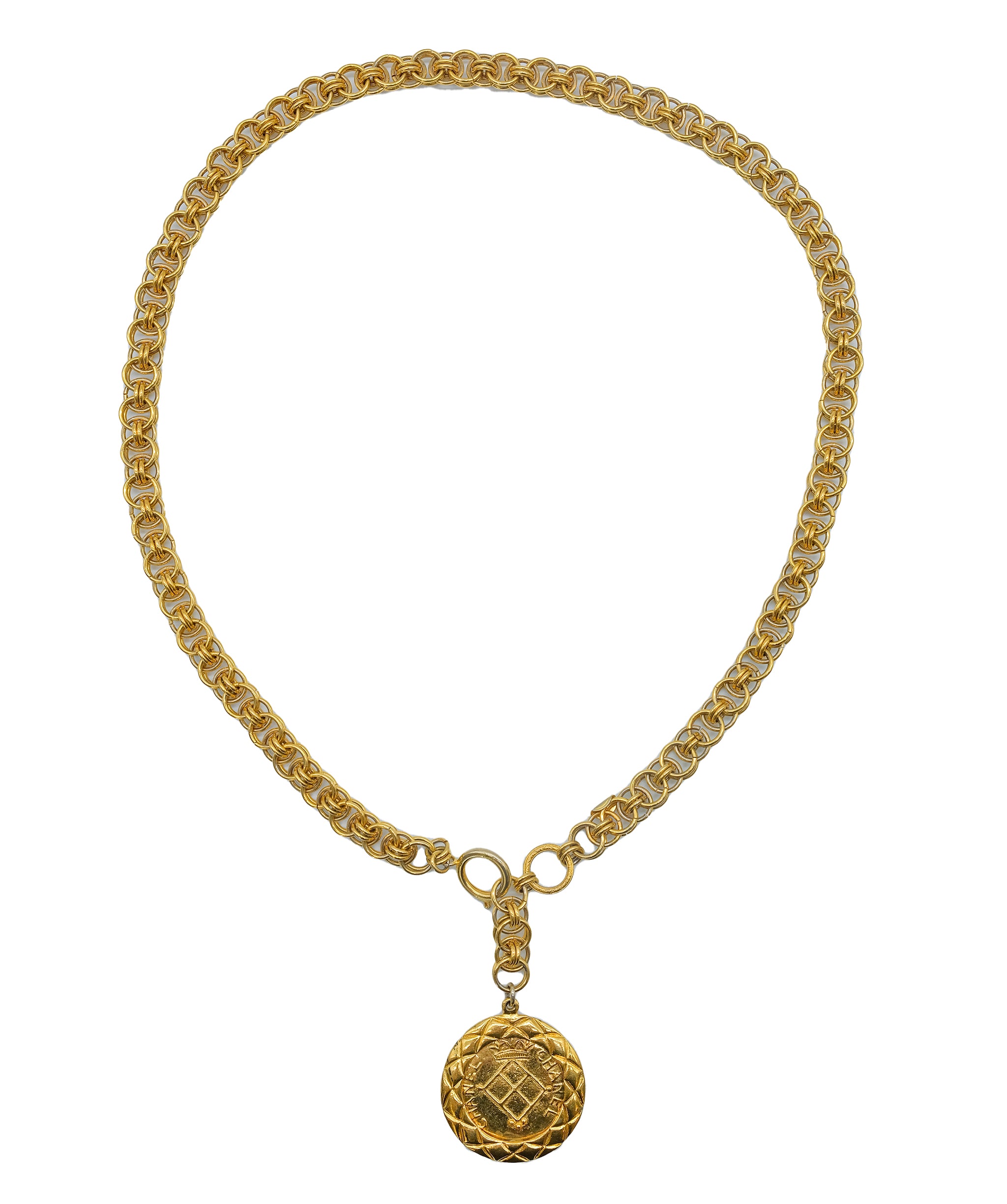 Chanel Gold Big Medal Neck Gold ASC5264