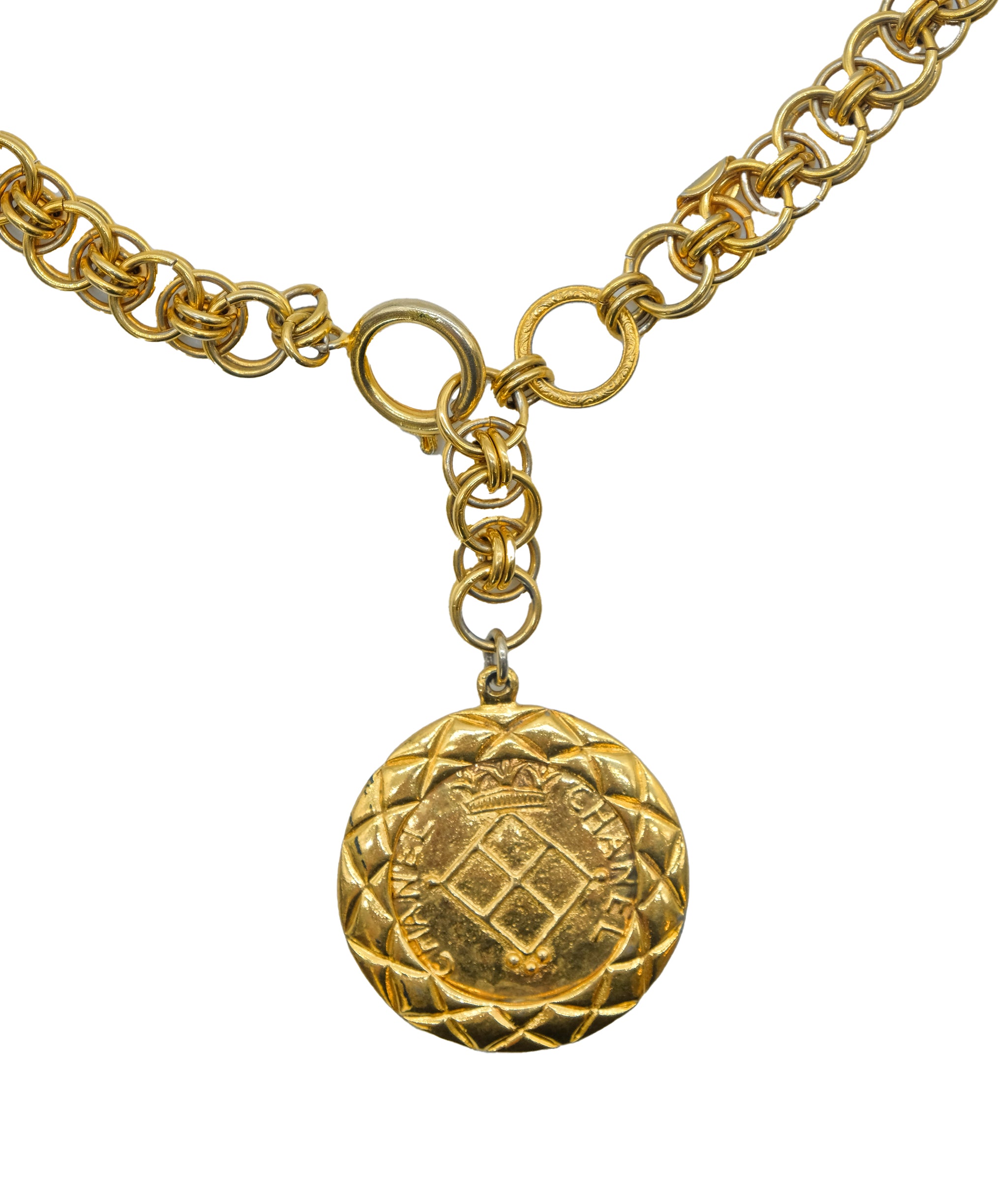 Chanel Gold Big Medal Neck Gold ASC5264