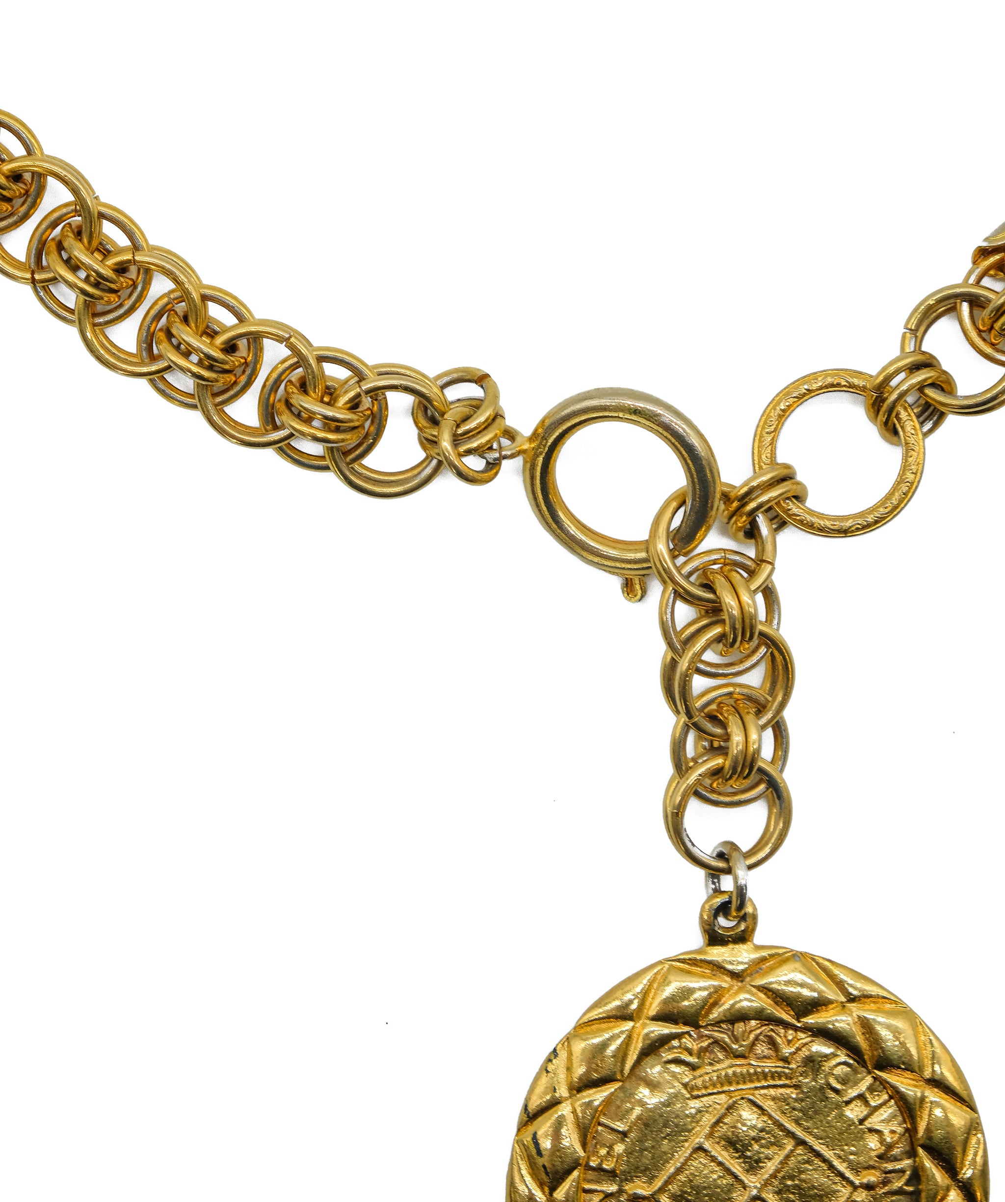 Chanel Gold Big Medal Neck Gold ASC5264