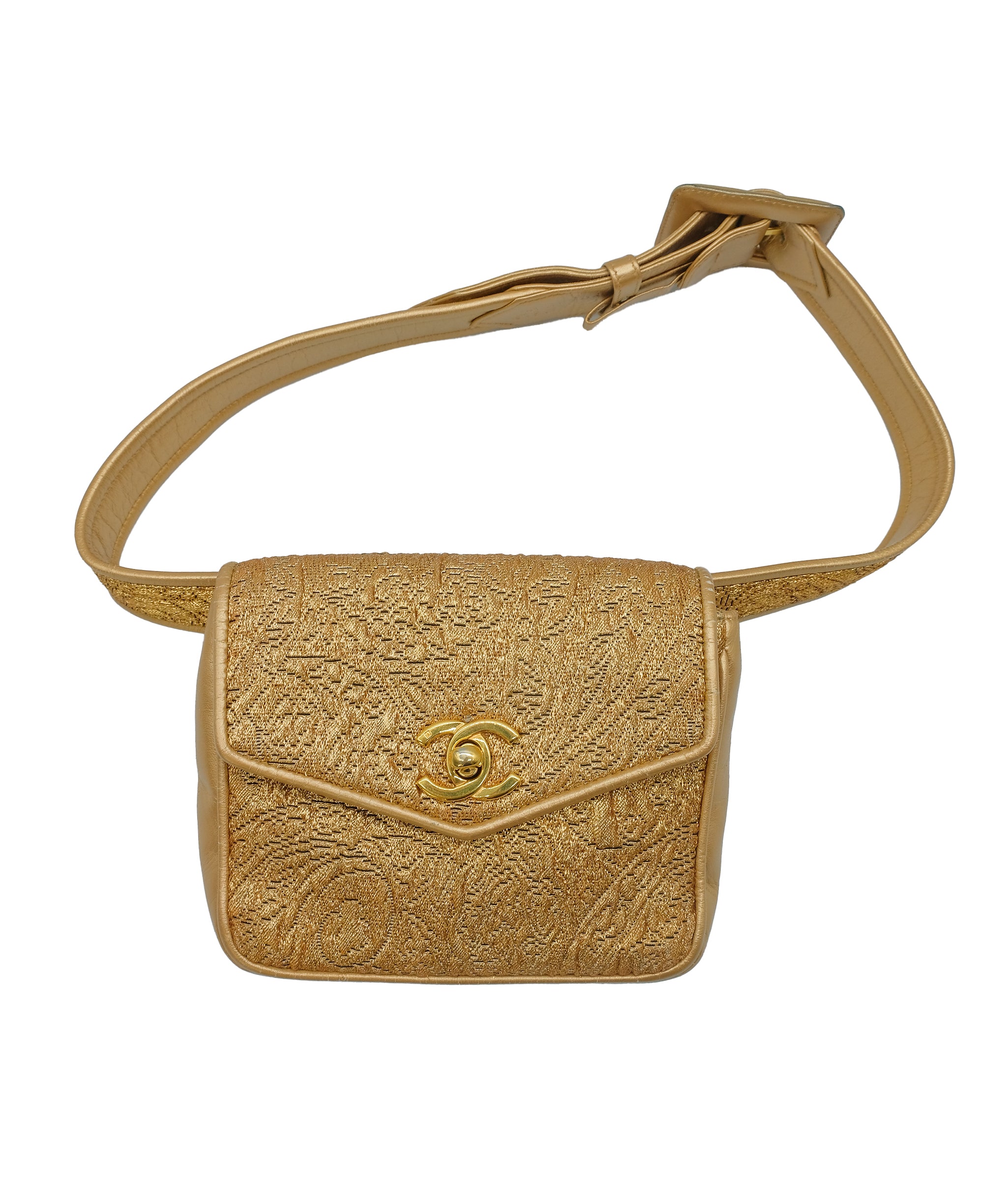 Chanel Gold Canvas Waist Pouch Gold Canvas ASC5267