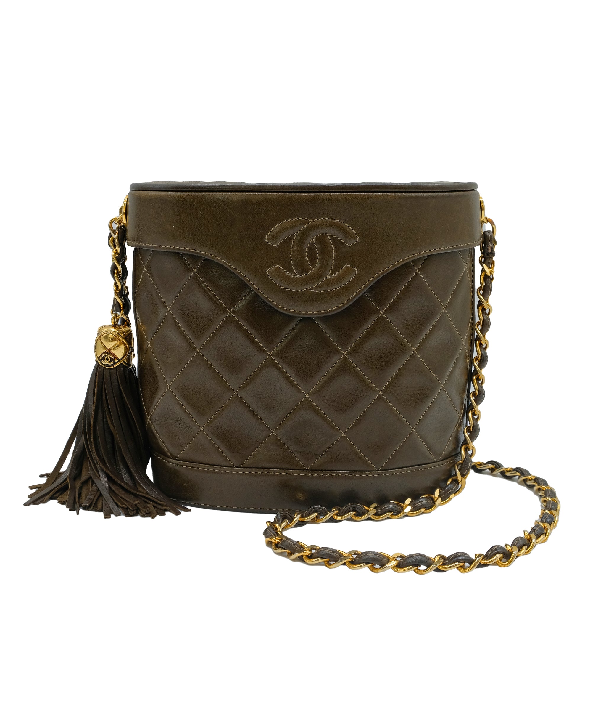 Chanel Fringe Vanity Khaki Lambskin ASC5296