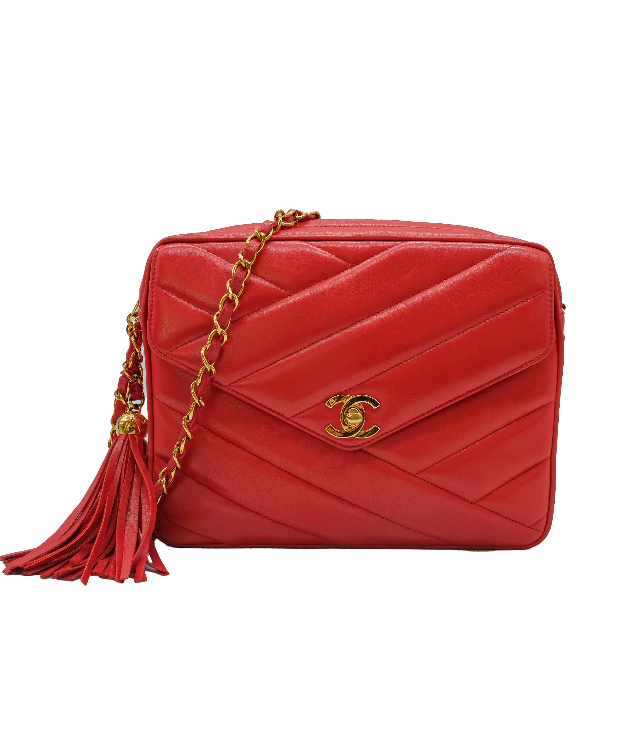 Chanel Chevron Tassel Red Lambskin ASC5279