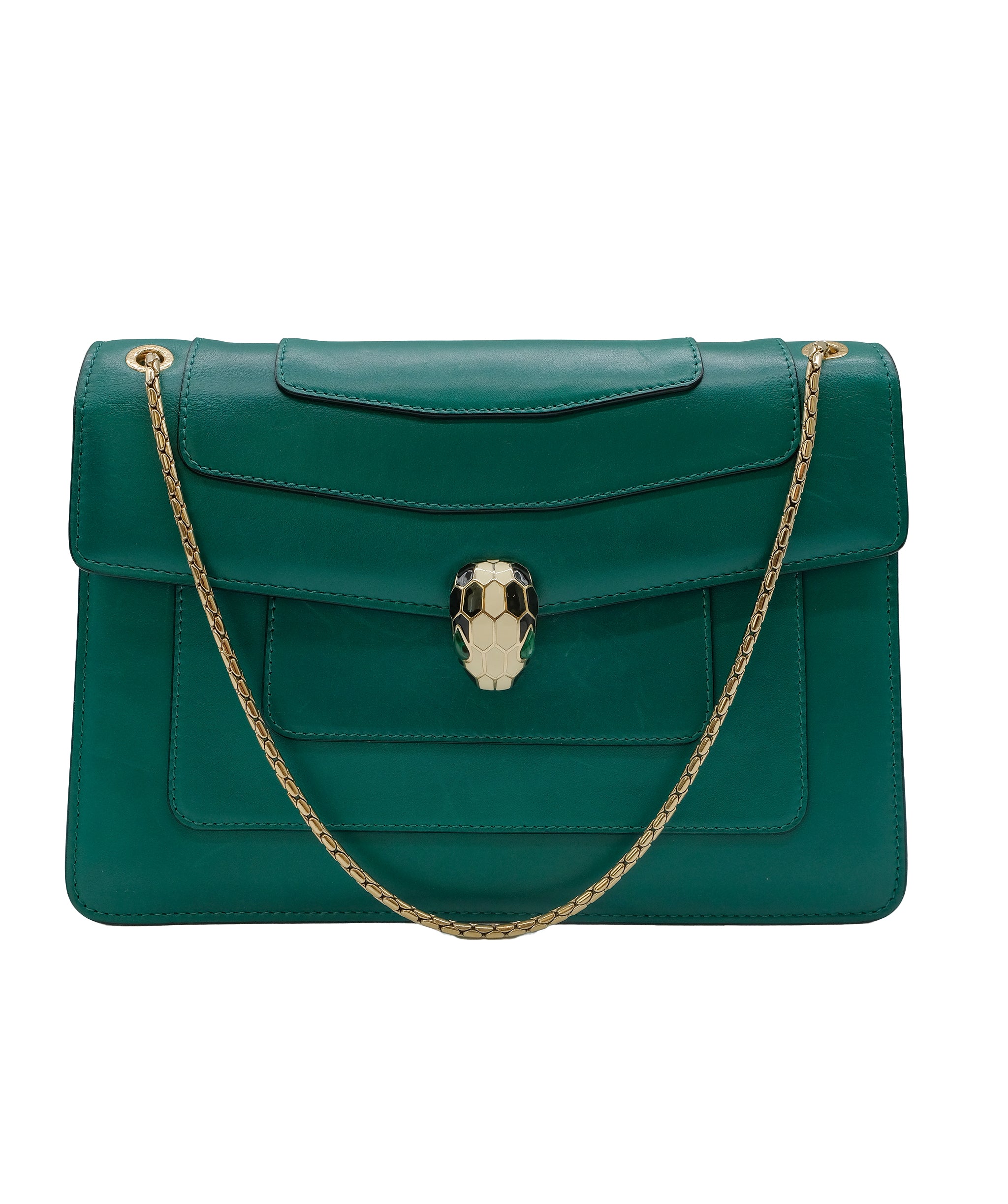 Bvlgari Serpenti Forest  Green Leather bag ASC5319