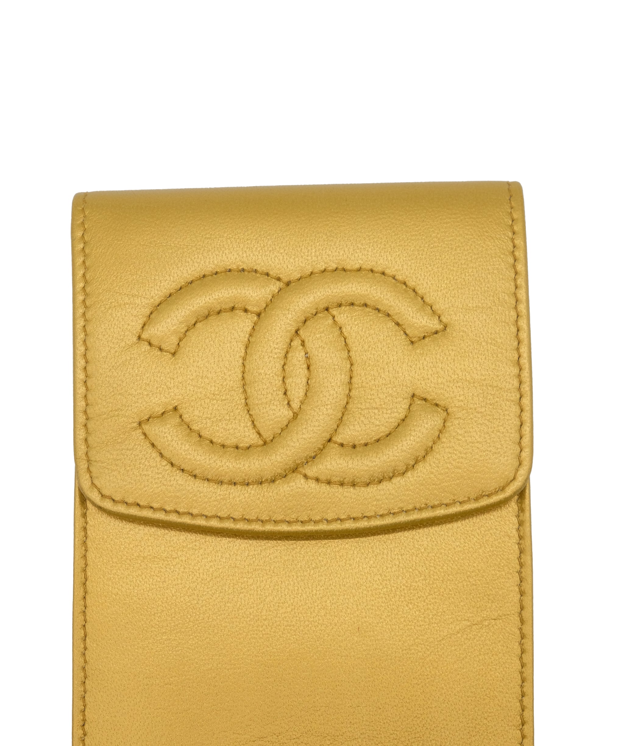 CHANEL Coco Mark Pouch, Accessory Case, Leather, Gold, Vintage Pouch, Chanel  DXBS0131