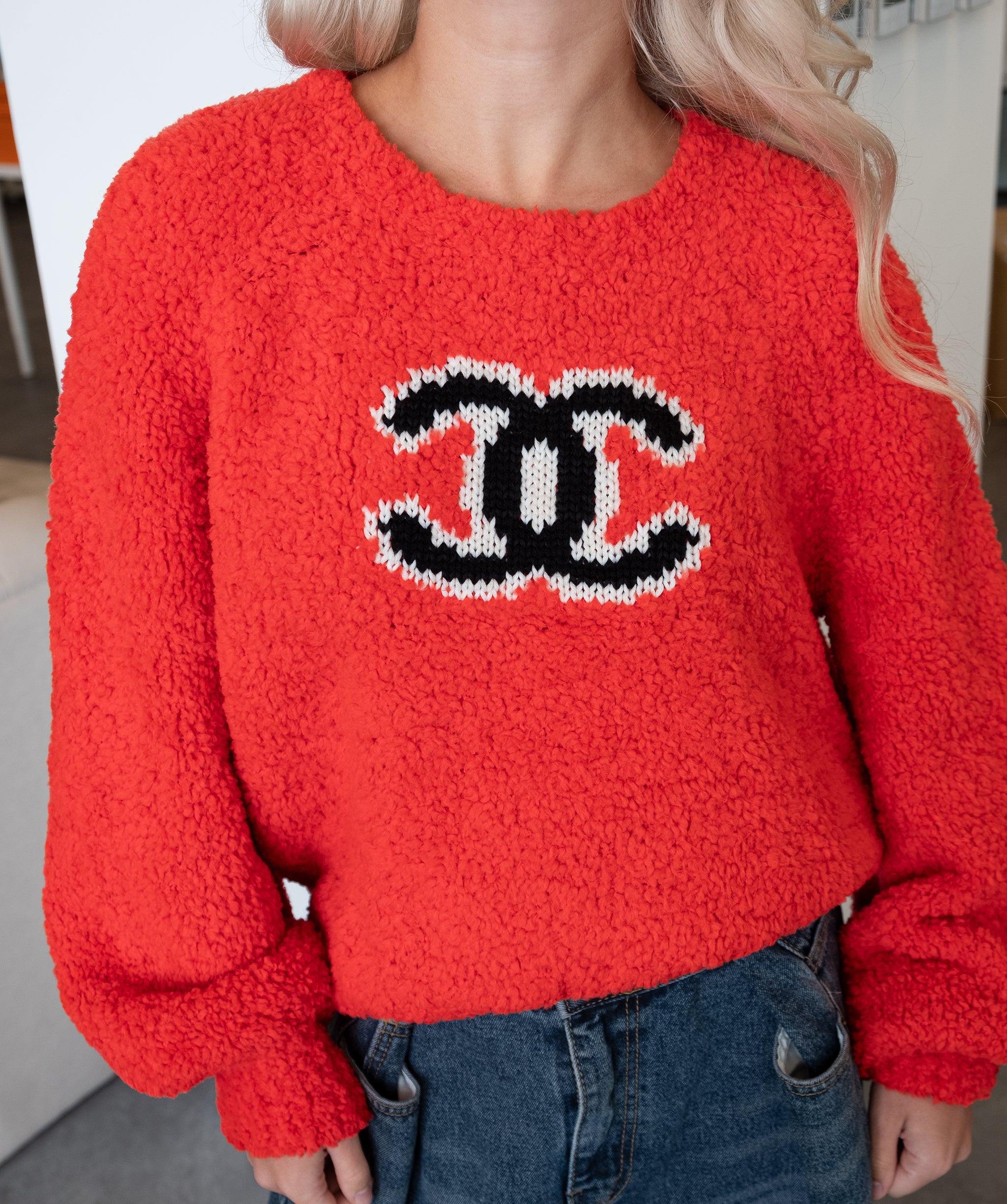 Chanel coco CC top red 48 sweater P62563K48070	 DXBS0499