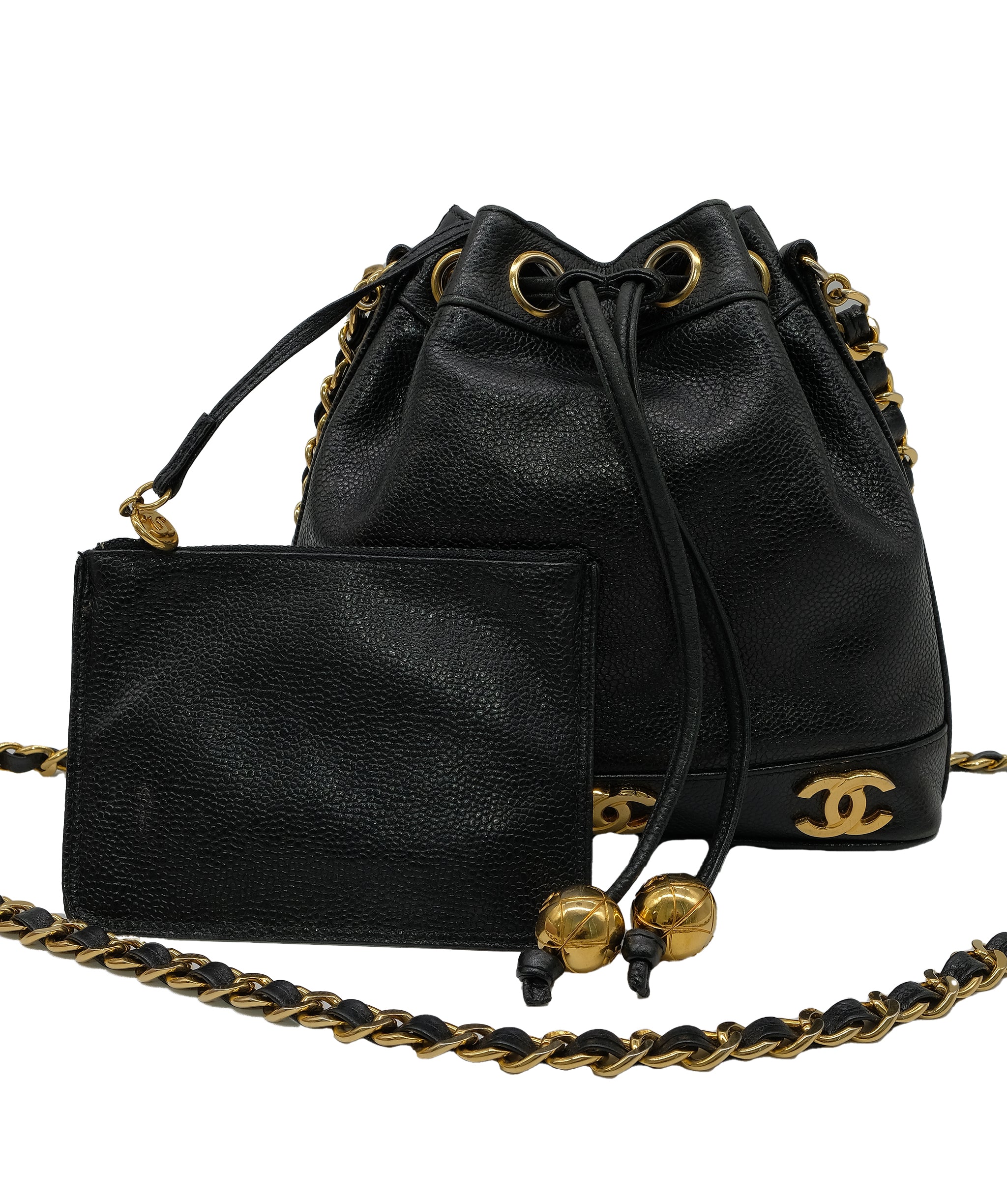 Chanel Caviar Triple coco bucket bag RJC3717