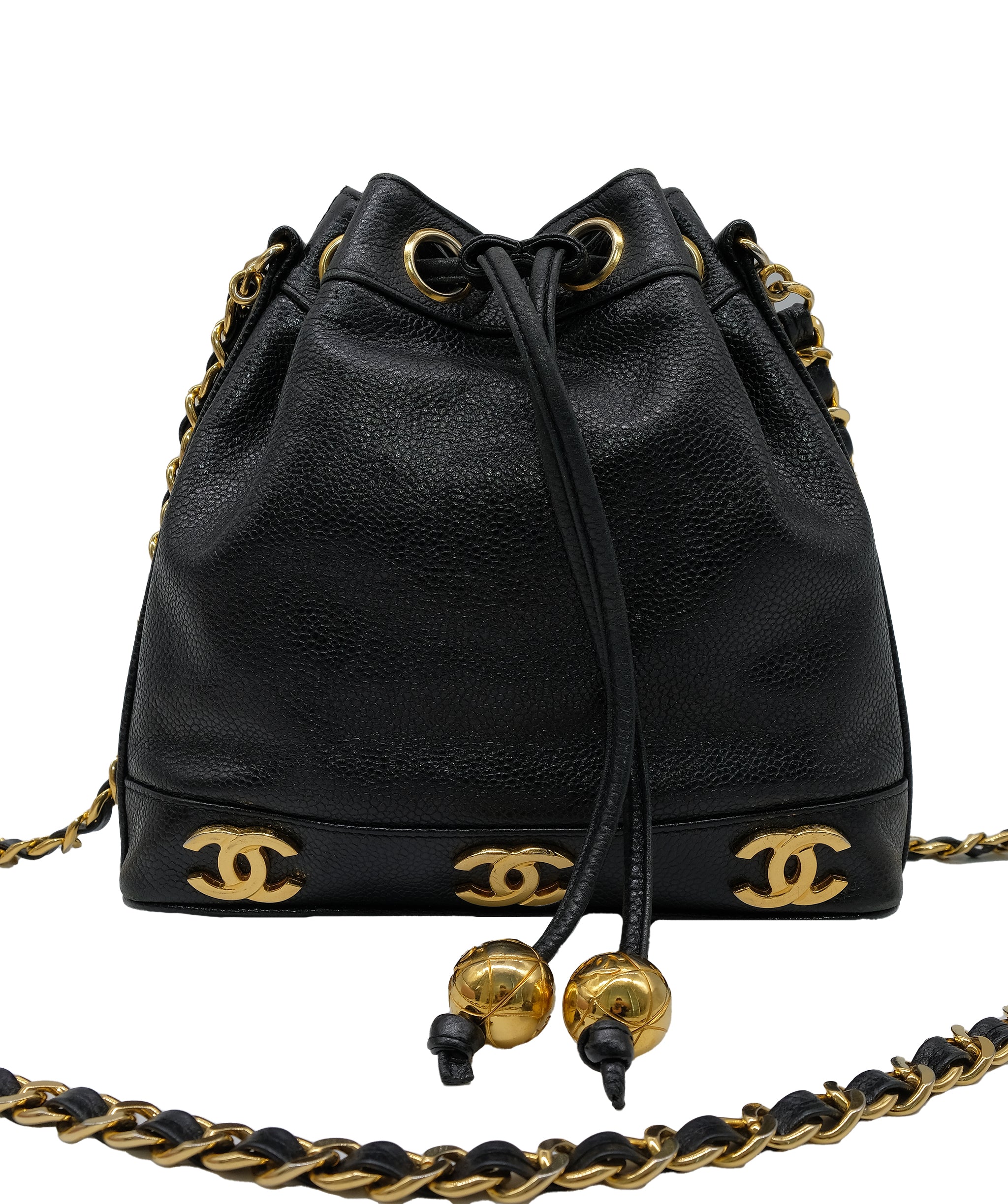 Chanel Caviar Triple coco bucket bag RJC3717