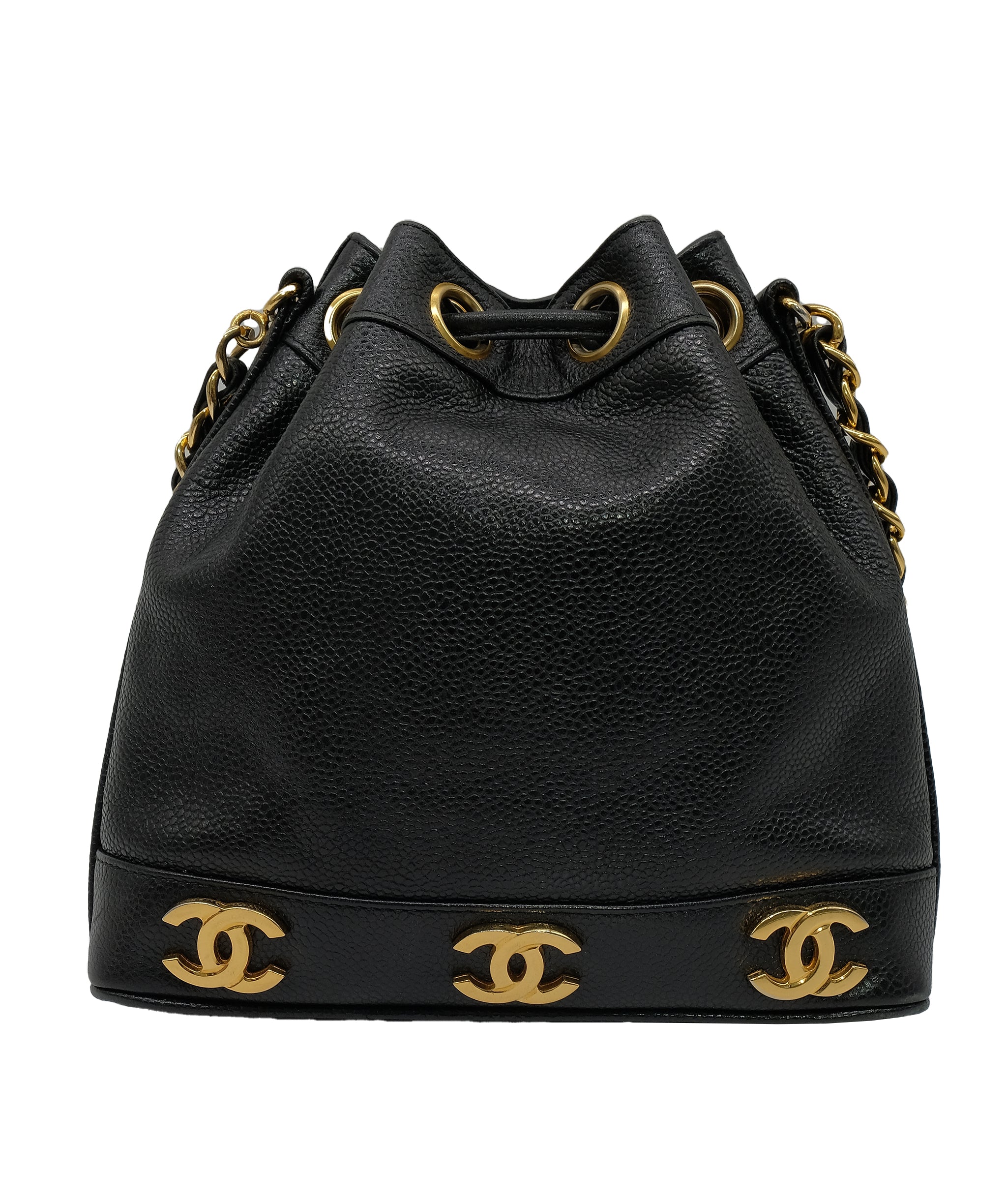 Chanel Caviar Triple coco bucket bag RJC3717