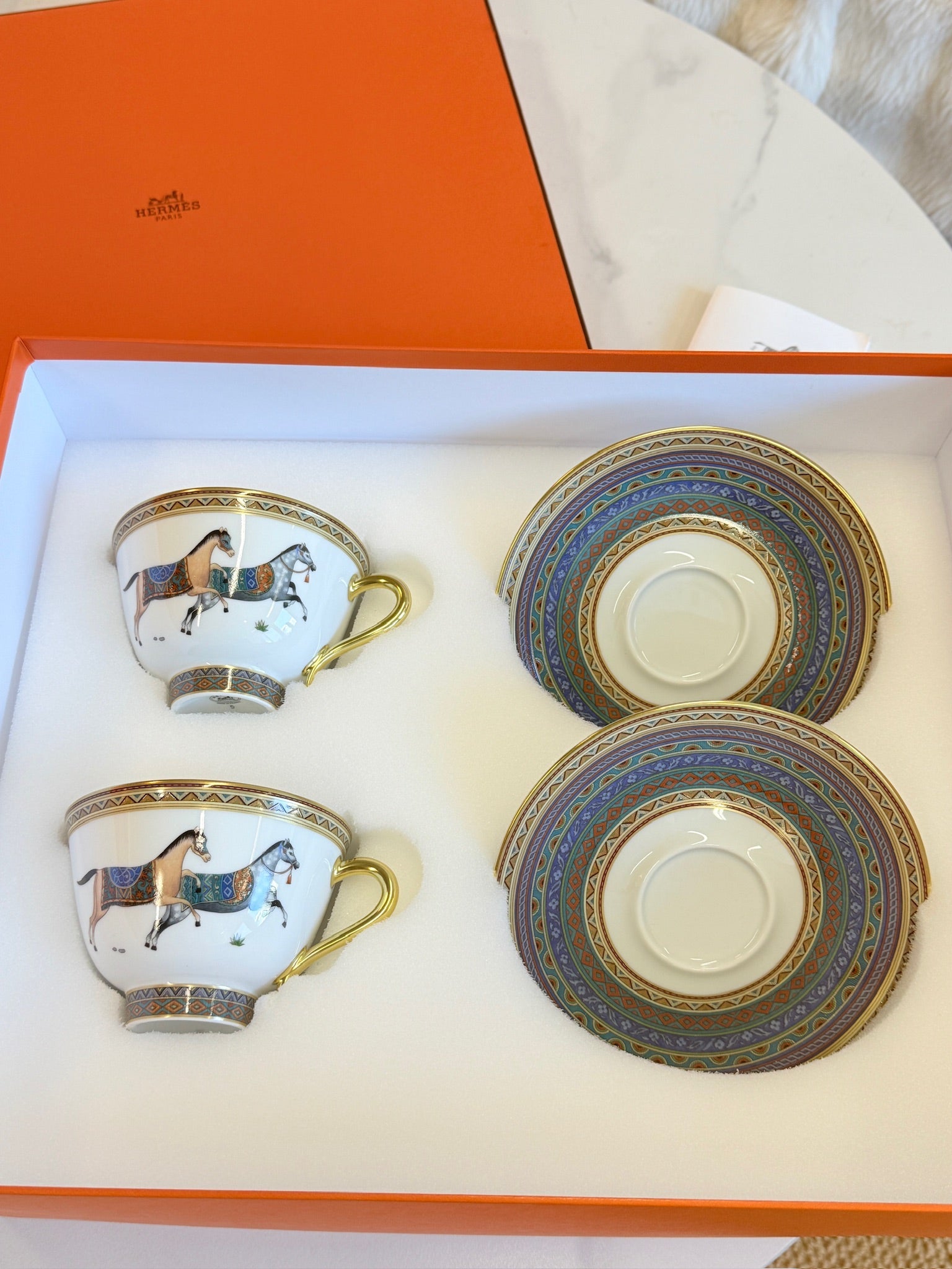 Hermès "Cheval d'Orient" Coffee Cup & Saucer Set