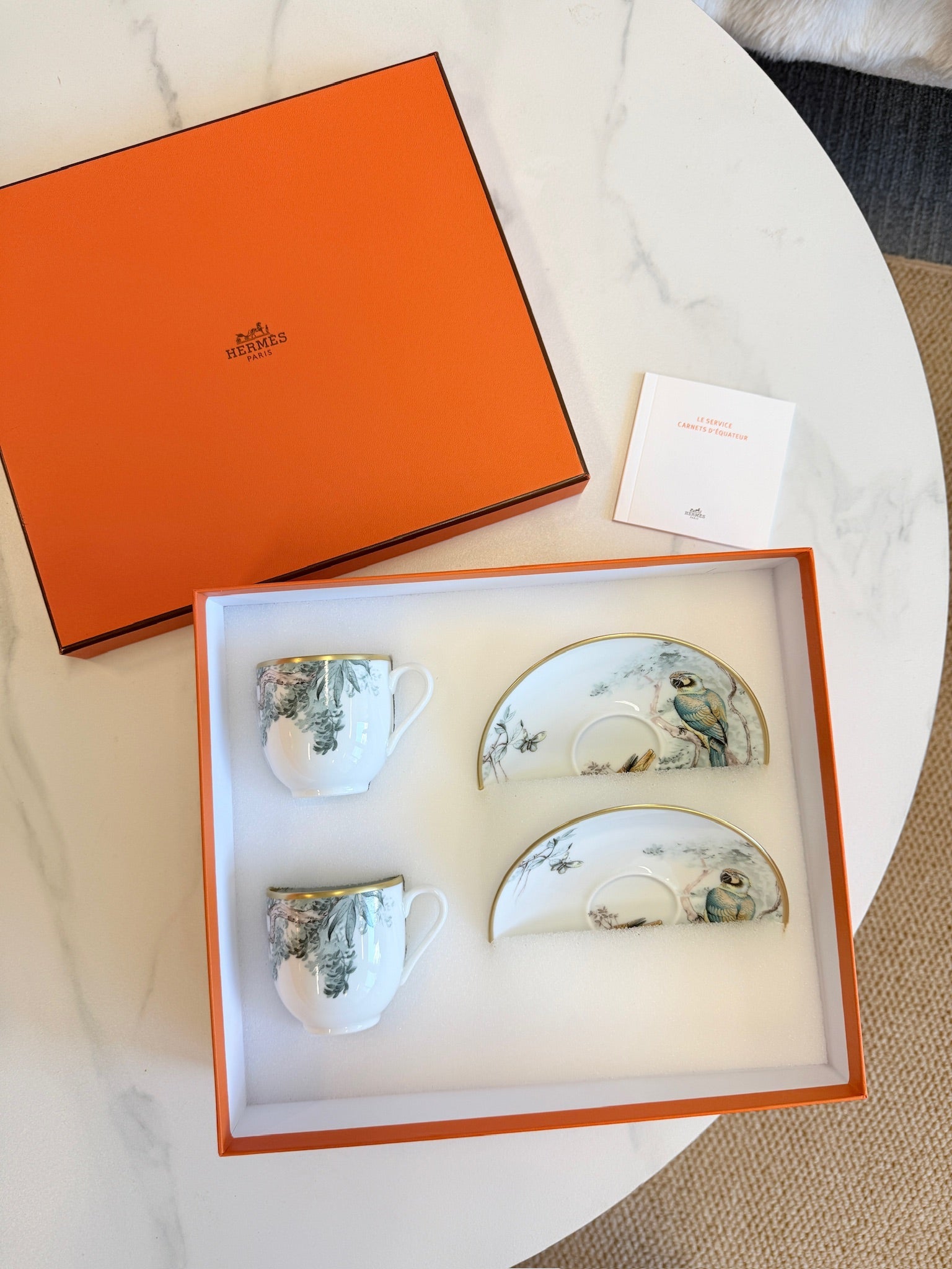 Hermès "Carnets d'Equateur" Coffee Cup & Saucer Set