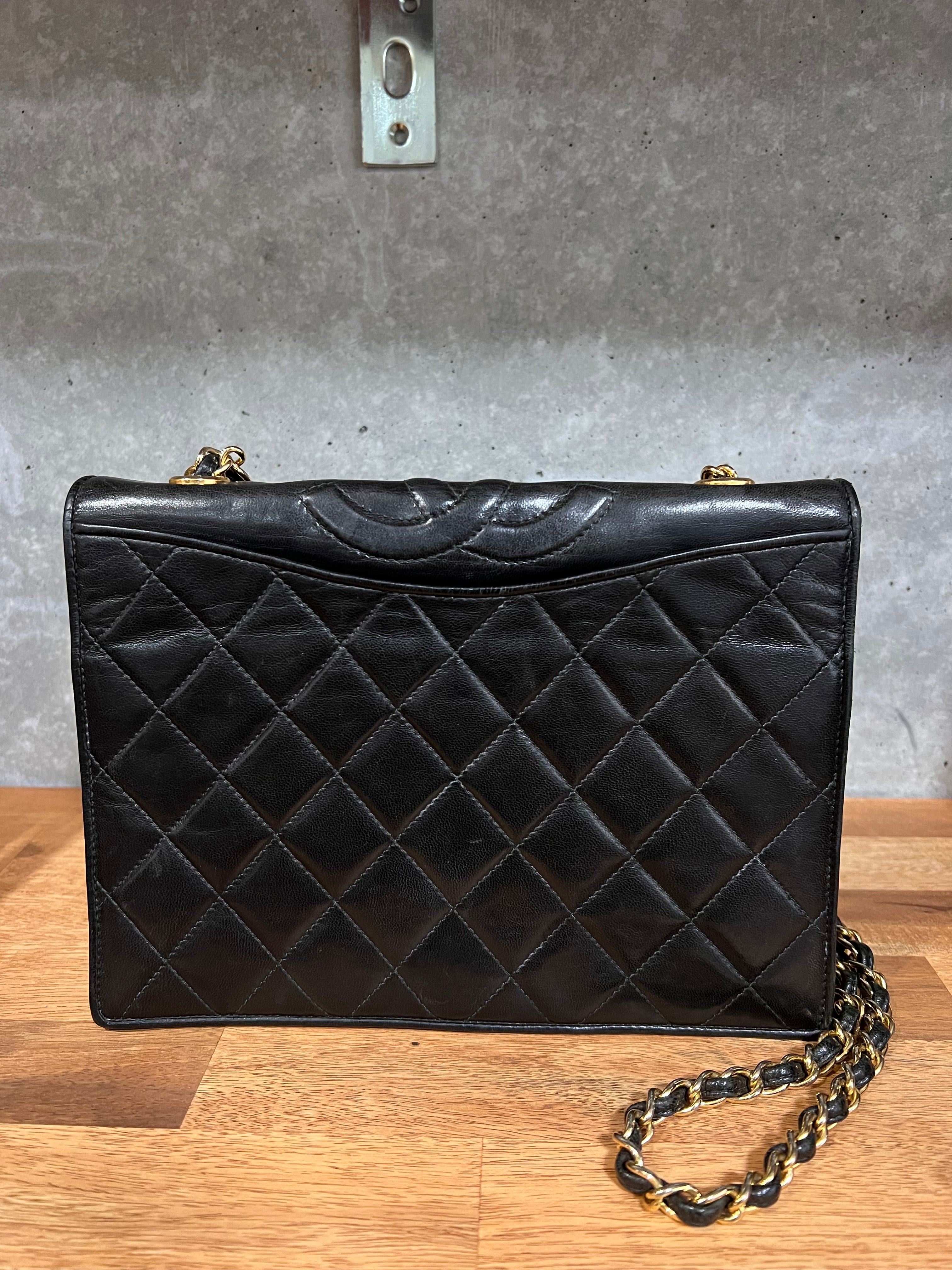 Chanel Vintage Full Flap Timeless CC Black Lambskin GHW #1 #110103