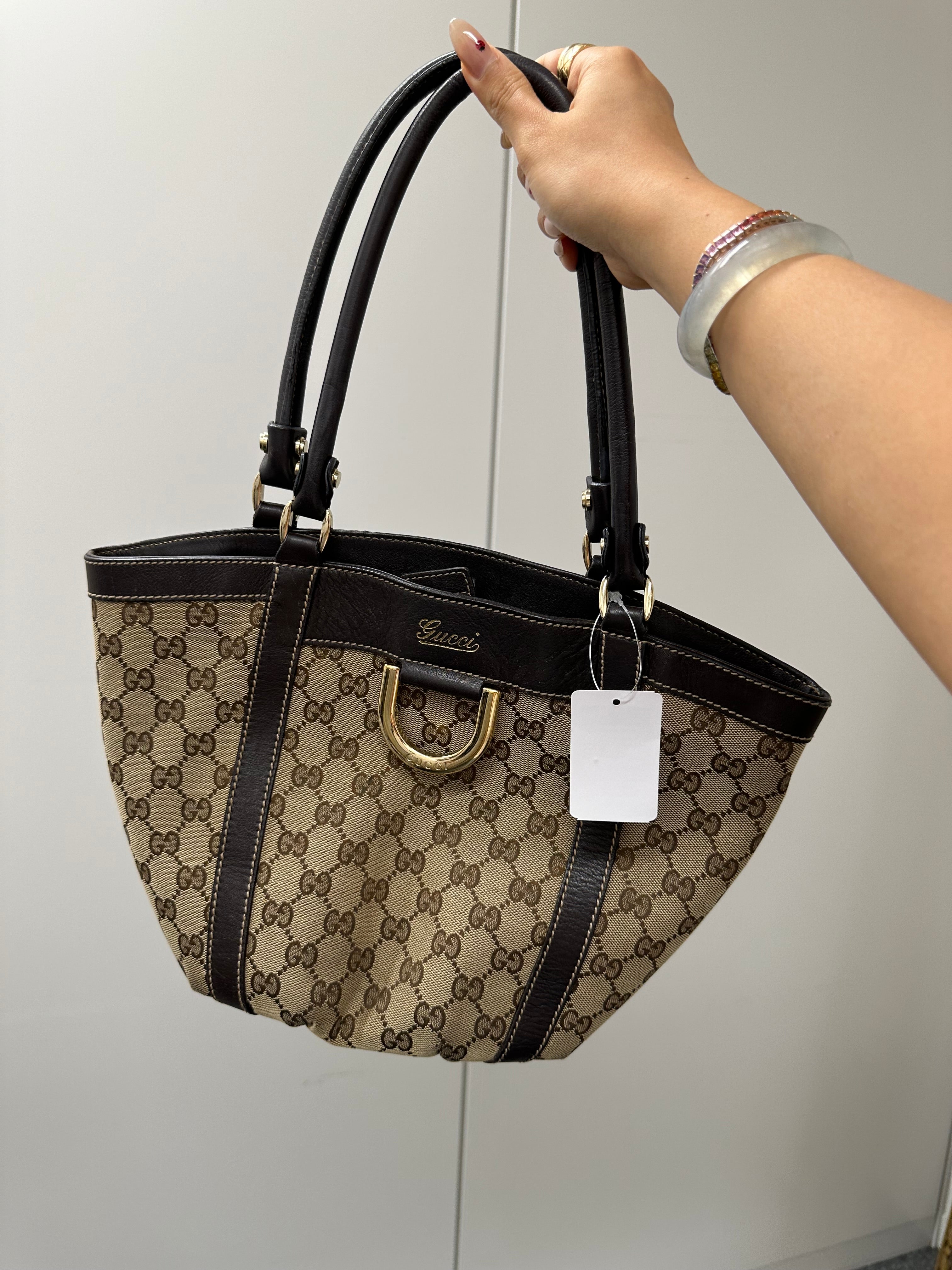 GUCCI 211983 Canvas×Leather Brown GG Hand Bag B1001JCAGF