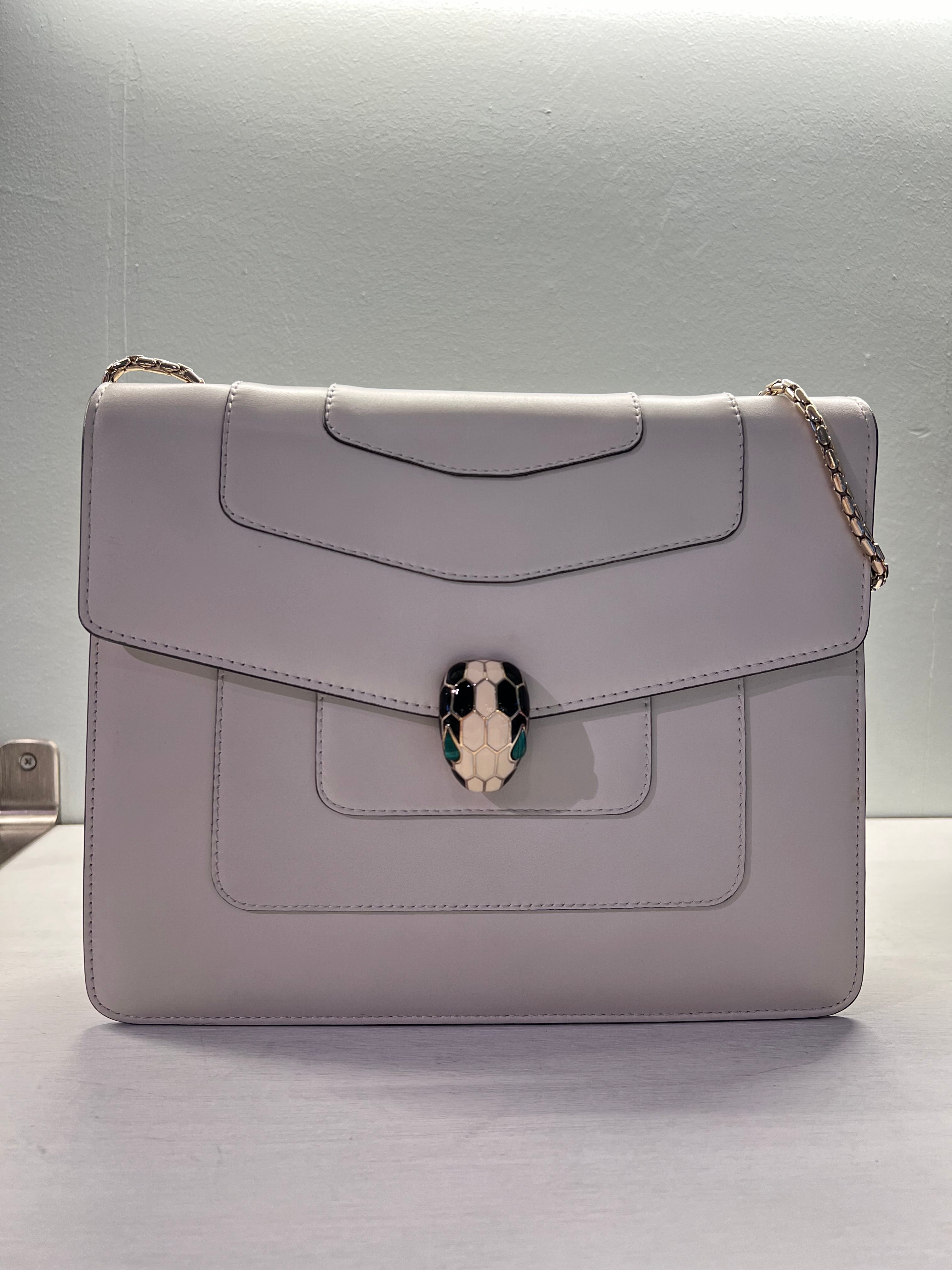 Bvlgari Serpenti Forever Medium White Shoulder Bag in Calfskin SYCC113