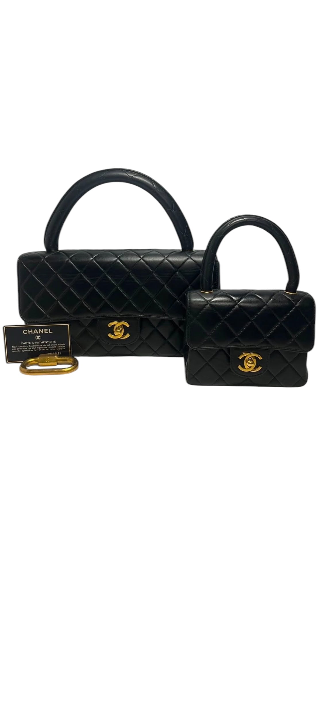 Chanel Vintage Parent-Child Black Lambskin GHW #3 #72601