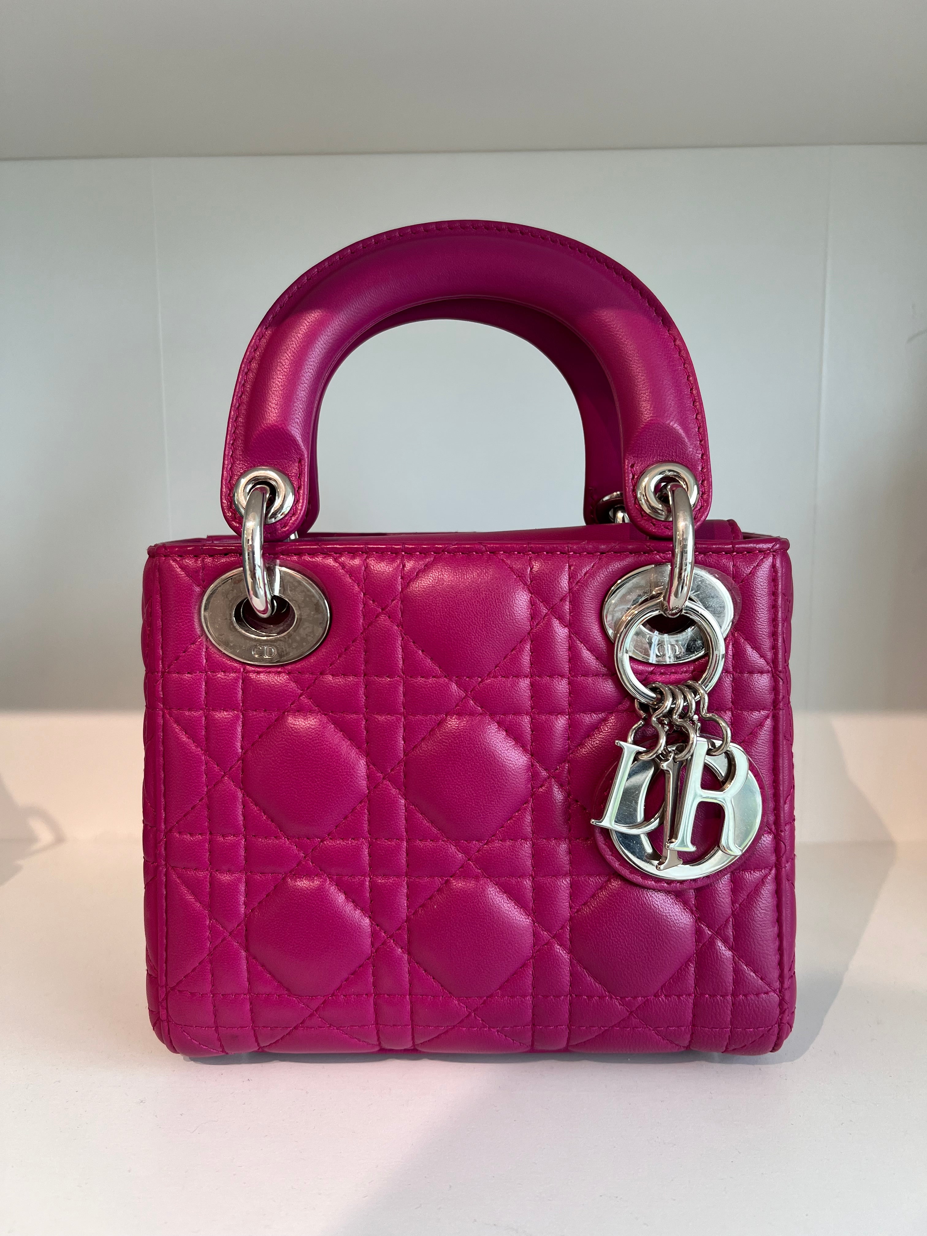 Lady Dior Mini Dark Pink Lambskin SHW SYCM263