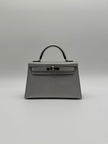 Hermès Mini Kelly Argent Chevre Palladium Hardware