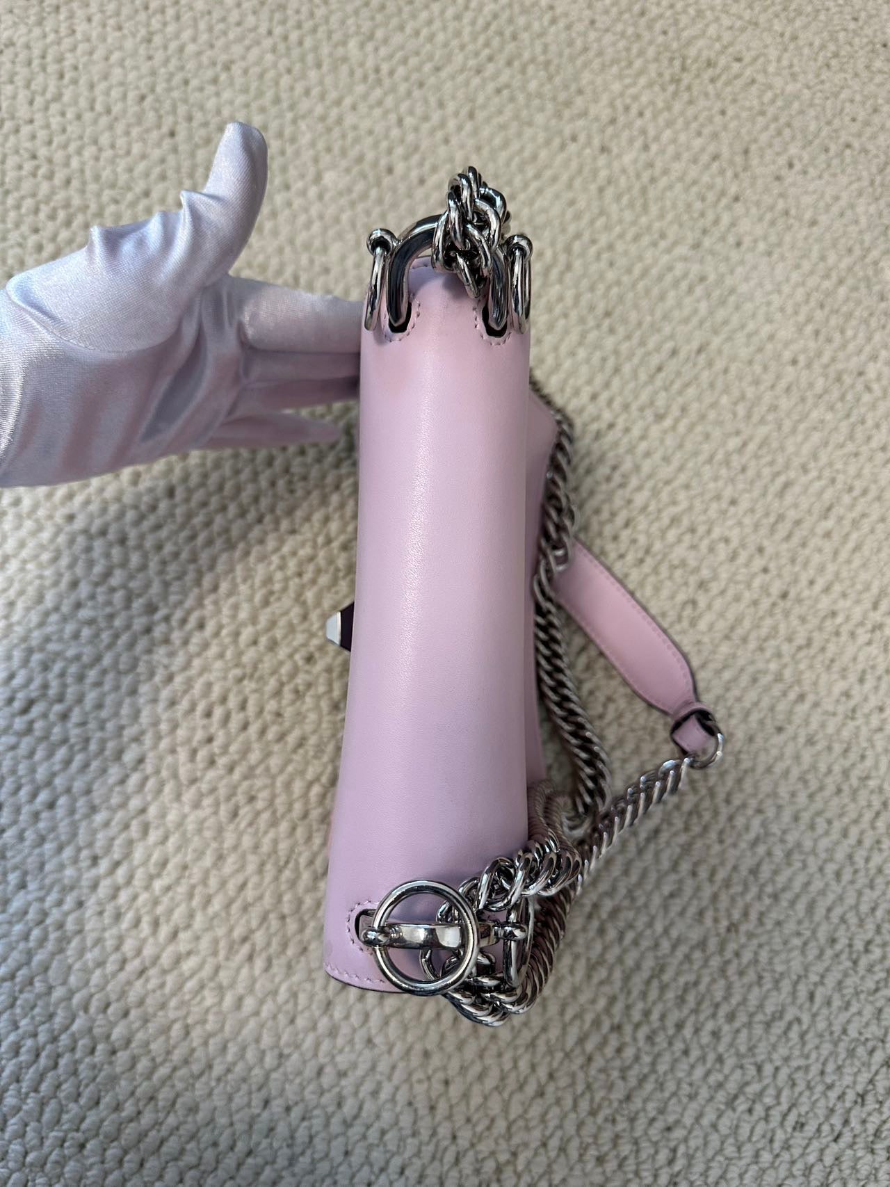 Fendi Kan I Small Light Pink Leather Shoulder Bag