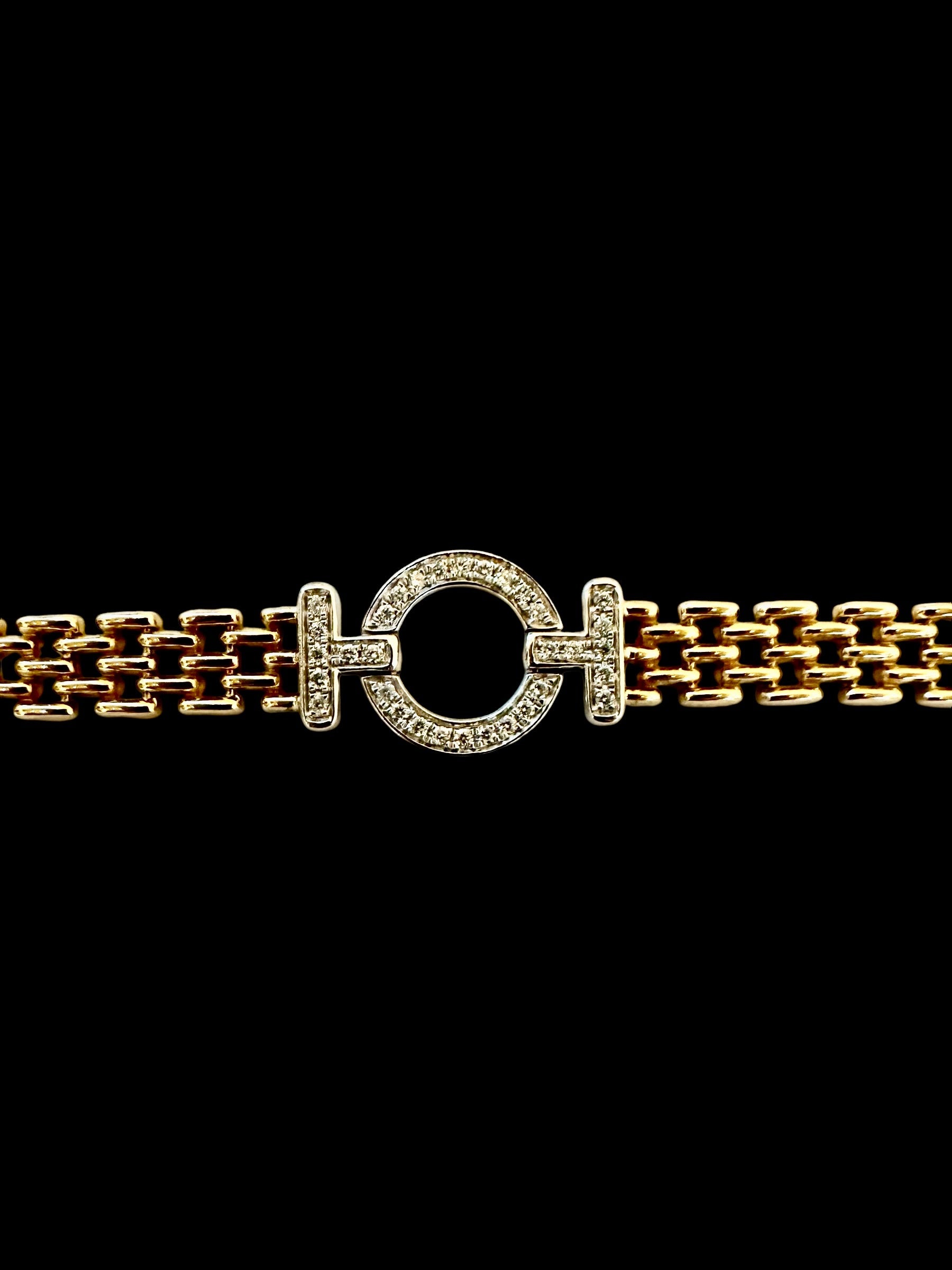 Diamond Bracelet with 18K Yellow Gold Chain Bracelet