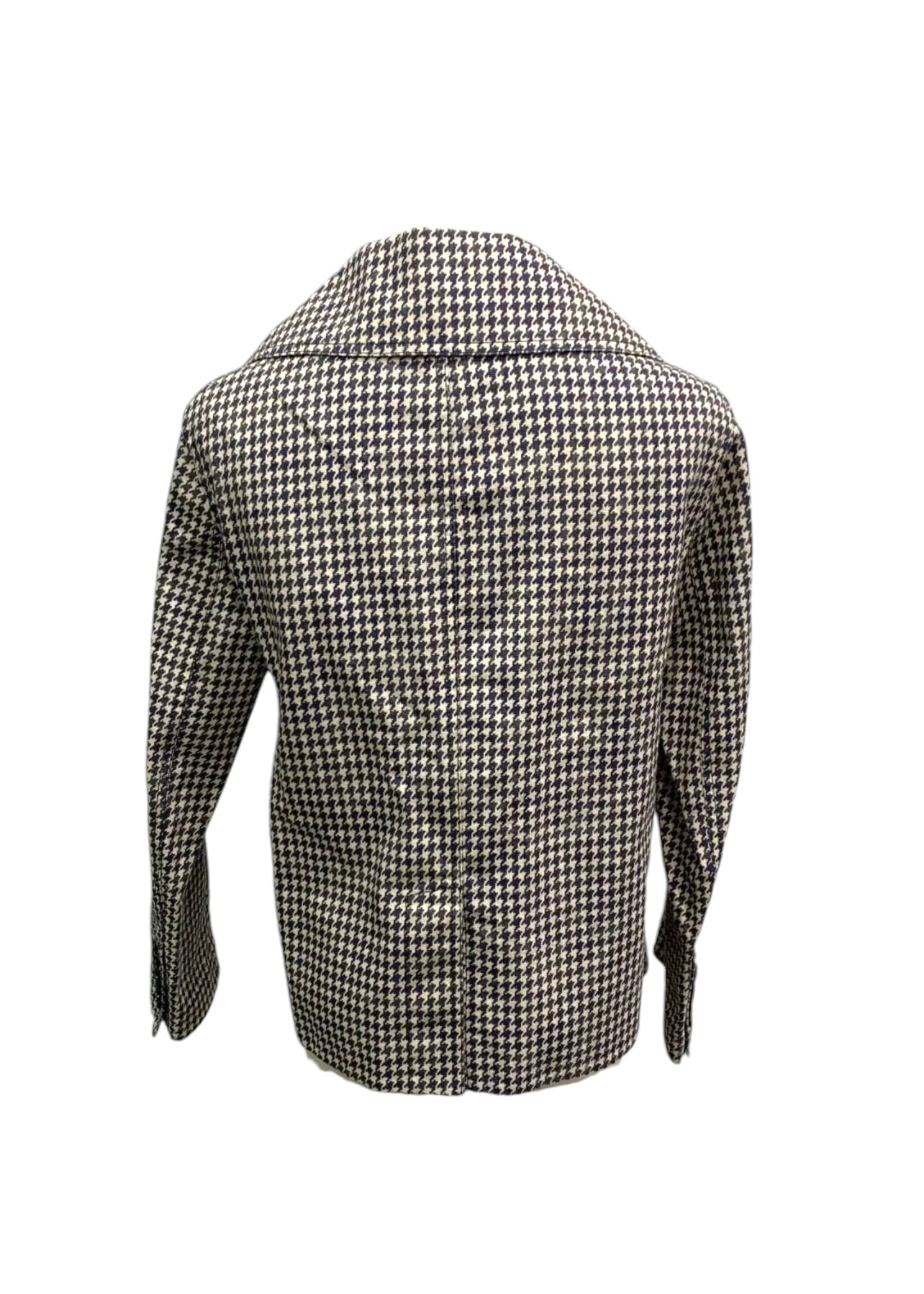 Christian Dior Double Breasted Jacket Black / White Houndstooth Size 36 SKC1877