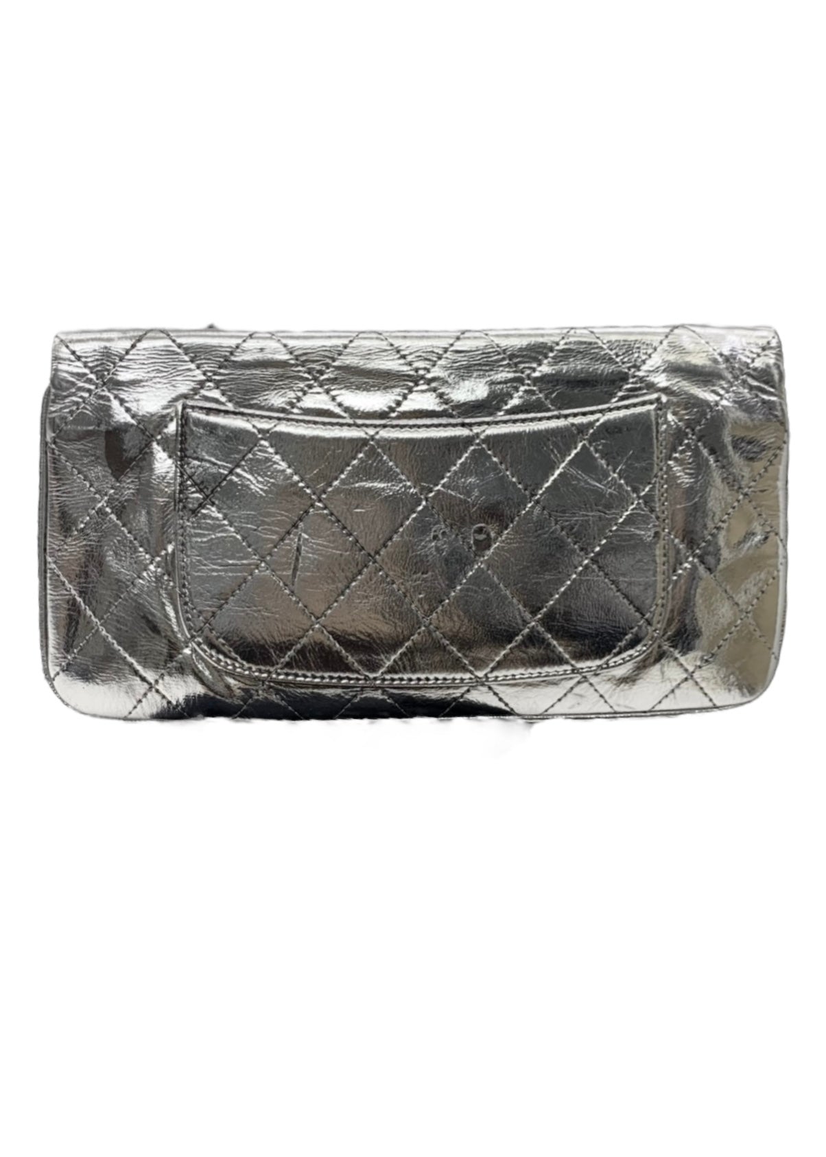 Chanel Foldover Clutch Metallic Silver Calfskin SHW #27 SKC1803