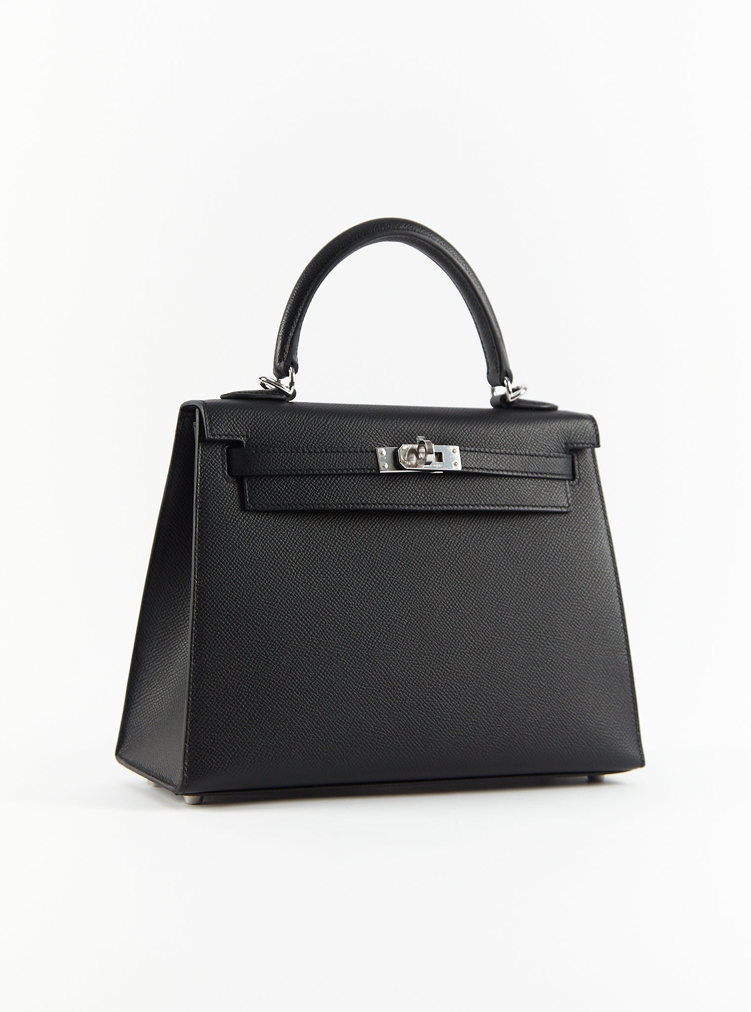 HERMÈS KELLY 25CM BLACK Epsom Leather with Palladium Hardware