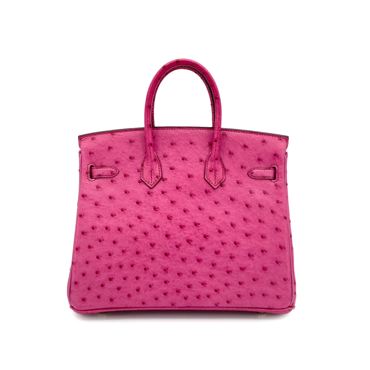 HERMES BIRKIN 25 FUCHSIA OSTRICH HAND BAG 2009 SQUARE M GOLD HARDWARE 90324625
