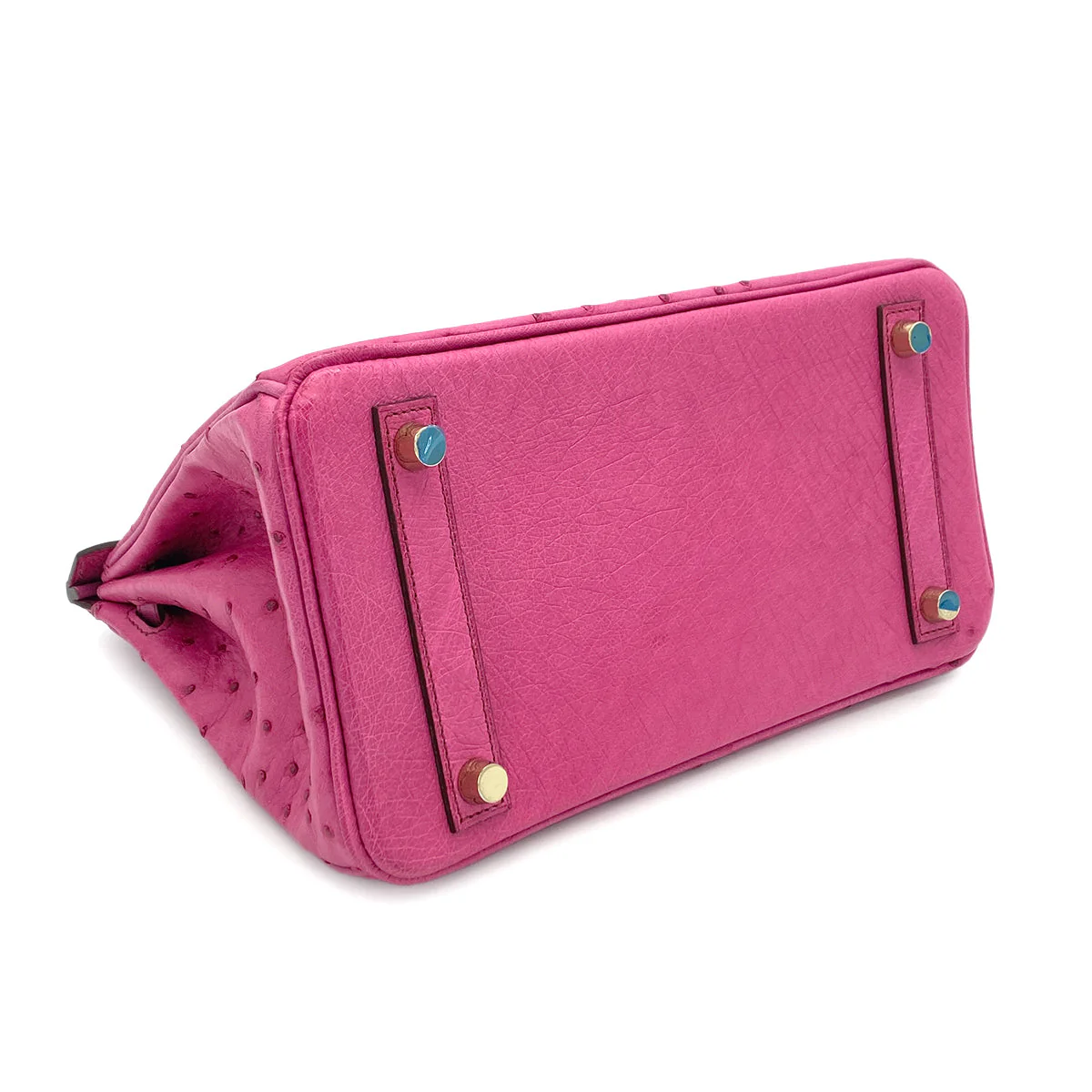 HERMES BIRKIN 25 FUCHSIA OSTRICH HAND BAG 2009 SQUARE M GOLD HARDWARE 90324625