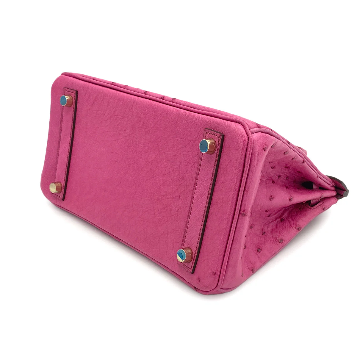 HERMES BIRKIN 25 FUCHSIA OSTRICH HAND BAG 2009 SQUARE M GOLD HARDWARE 90324625