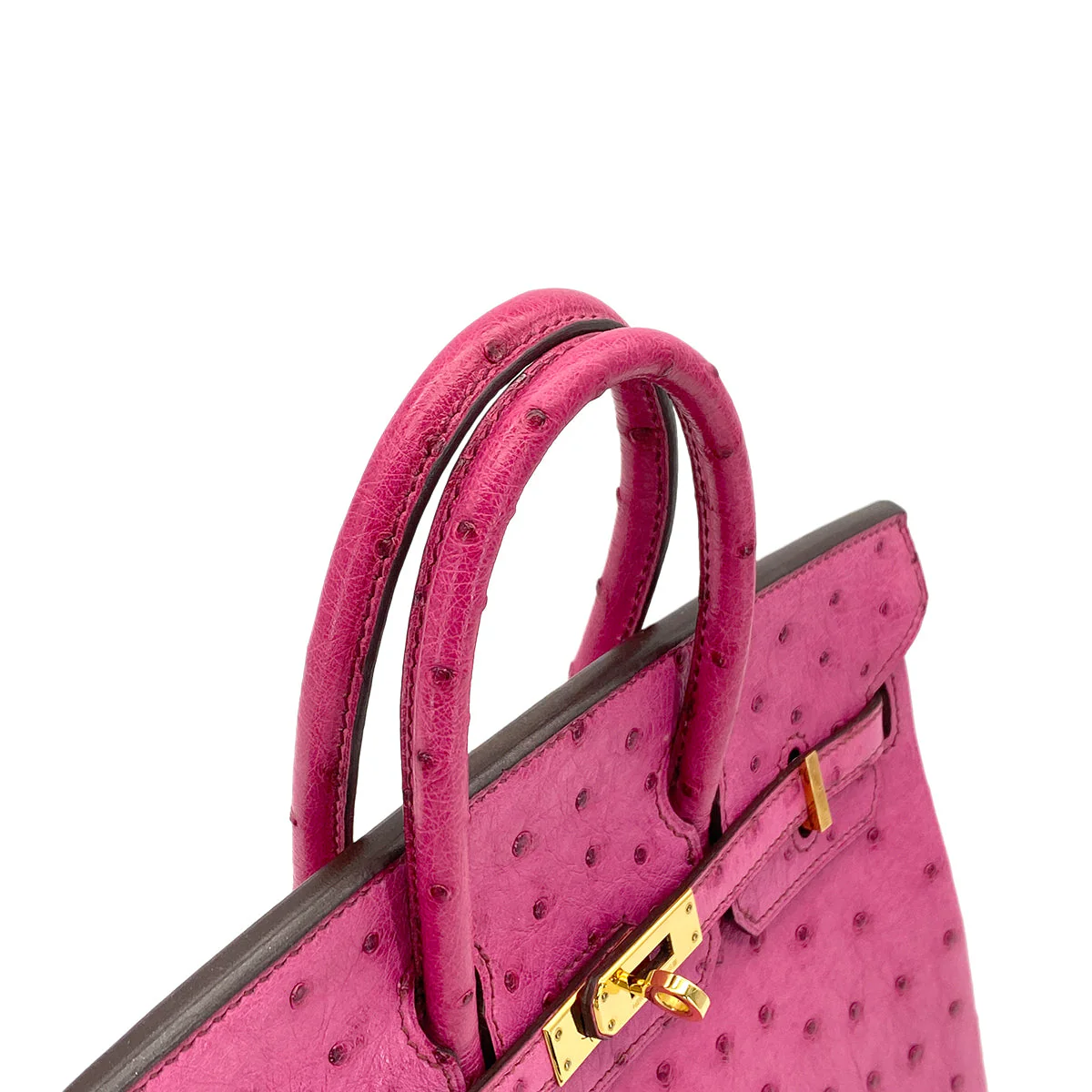 HERMES BIRKIN 25 FUCHSIA OSTRICH HAND BAG 2009 SQUARE M GOLD HARDWARE 90324625